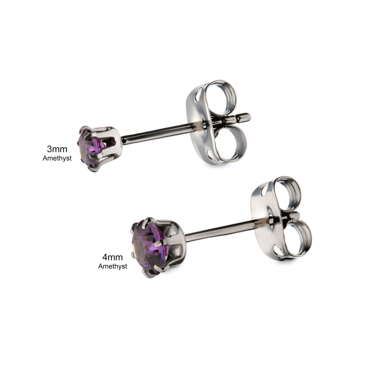 Earrings 20g Titanium Post Butterfly Back Prong Set CZ Stud earring sset712 -Rebel Bod-RebelBod
