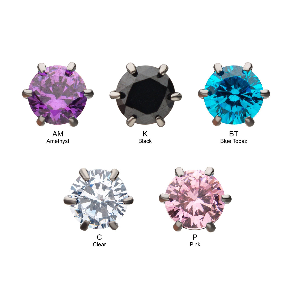 Earrings 20g Titanium Post Butterfly Back Prong Set CZ Stud earring sset712 -Rebel Bod-RebelBod