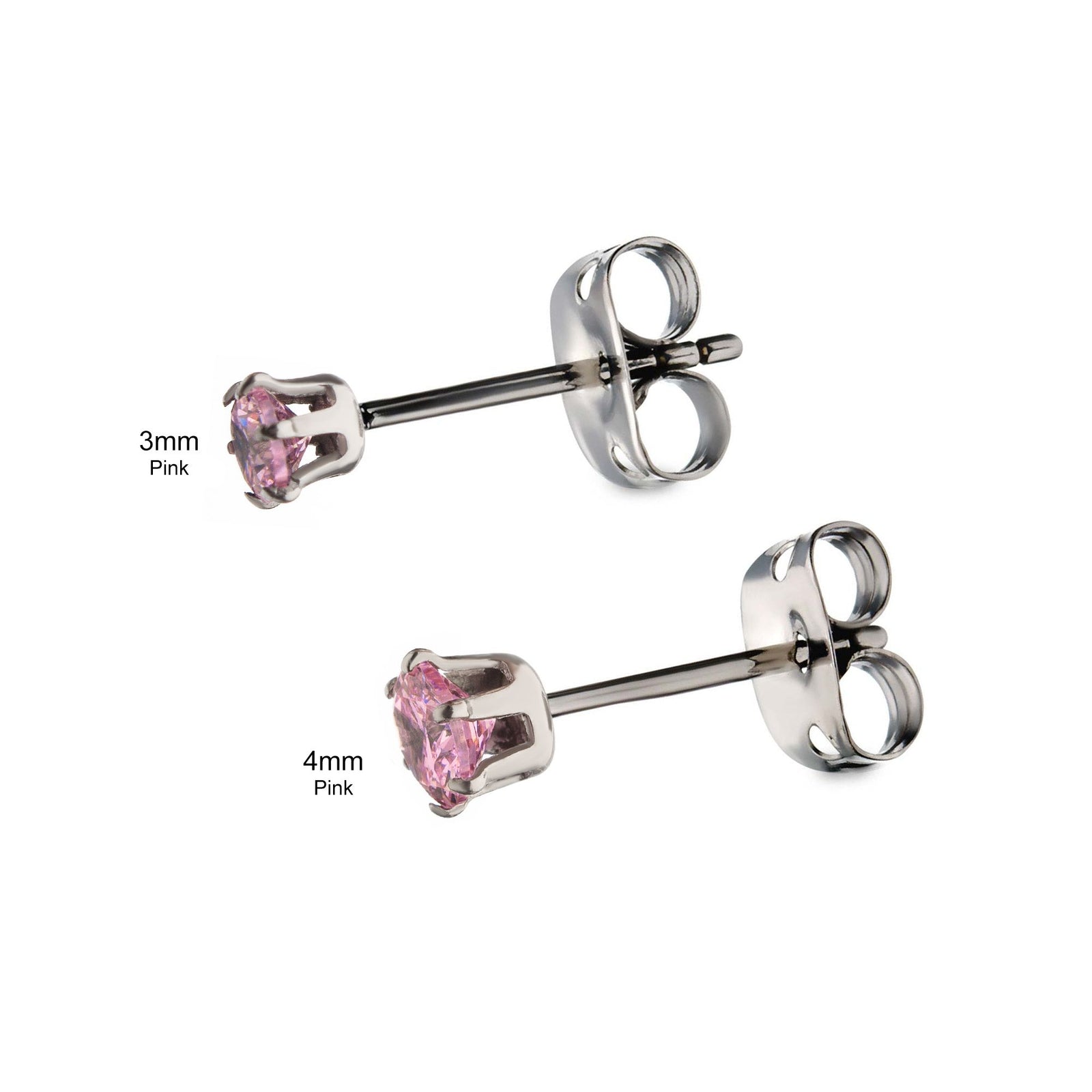 Earrings 20g Titanium Post Butterfly Back Prong Set CZ Stud earring sset712 -Rebel Bod-RebelBod