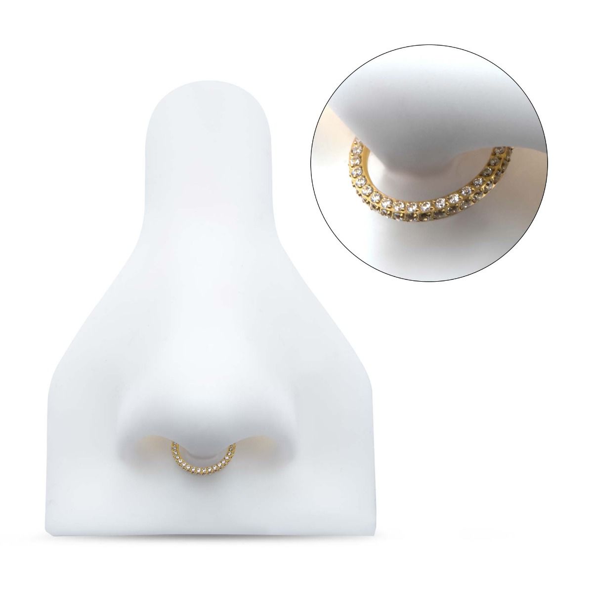 Clicker - Cartilage | Septum 24Kt Gold PVD Titanium 3 Row Pave Set 0.8mm Round Gem Hinged Segment Clicker Ring -Rebel Bod-RebelBod