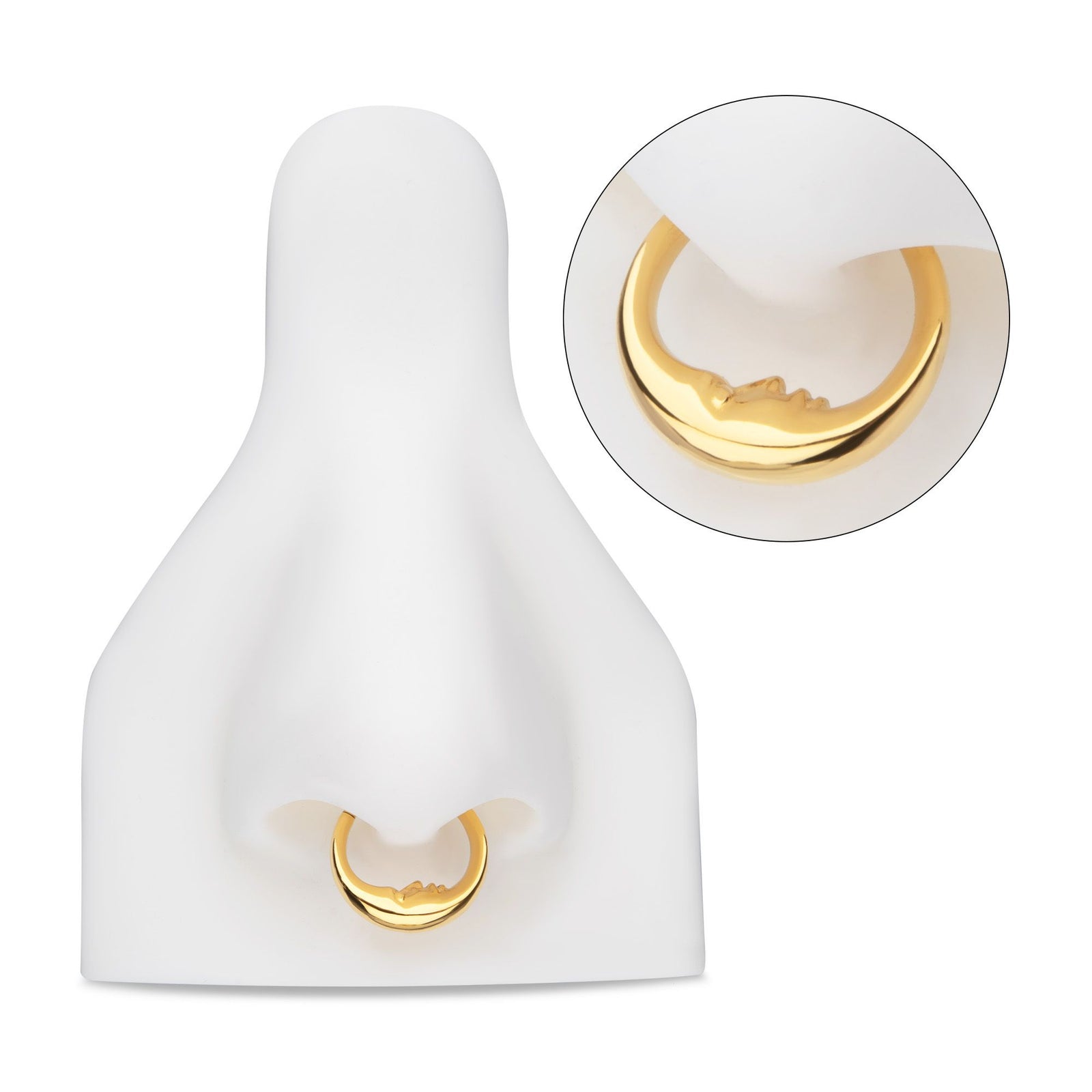 Clicker - Cartilage | Septum 24Kt Gold PVD Titanium Crescent Moon Face Front Facing Hinged Segment Clicker Ring -Rebel Bod-RebelBod