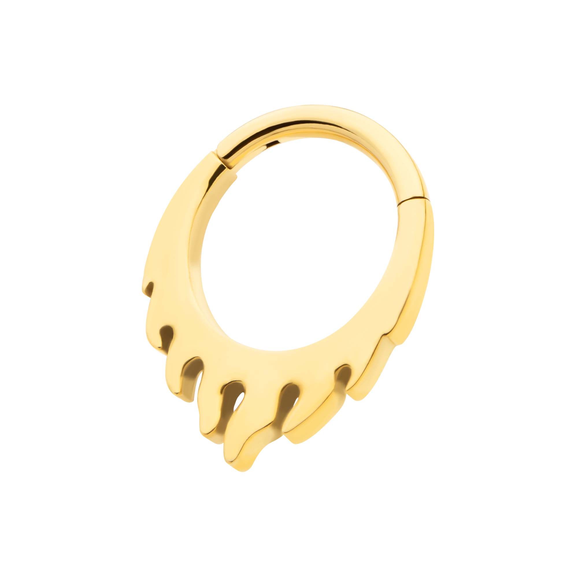 Clicker - Cartilage | Septum 24Kt Gold PVD Titanium Flame Front Facing Hinged Segment Clicker Ring -Rebel Bod-RebelBod