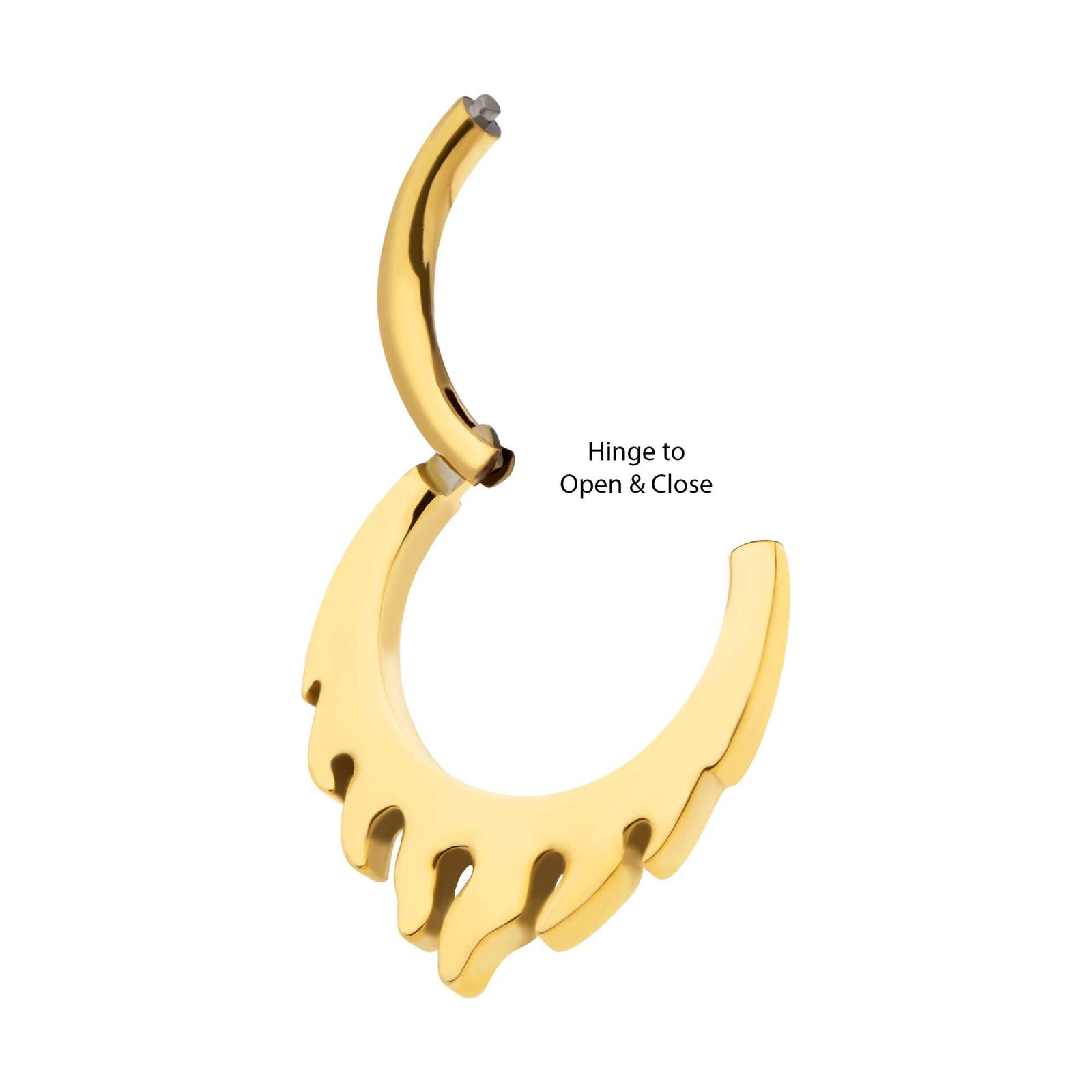 Clicker - Cartilage | Septum 24Kt Gold PVD Titanium Flame Front Facing Hinged Segment Clicker Ring -Rebel Bod-RebelBod