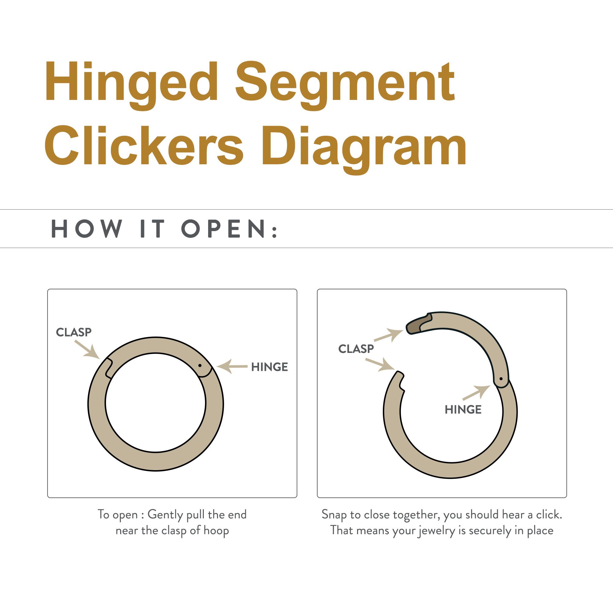 Clicker - Cartilage | Septum 24Kt Gold PVD Titanium Flame Front Facing Hinged Segment Clicker Ring -Rebel Bod-RebelBod