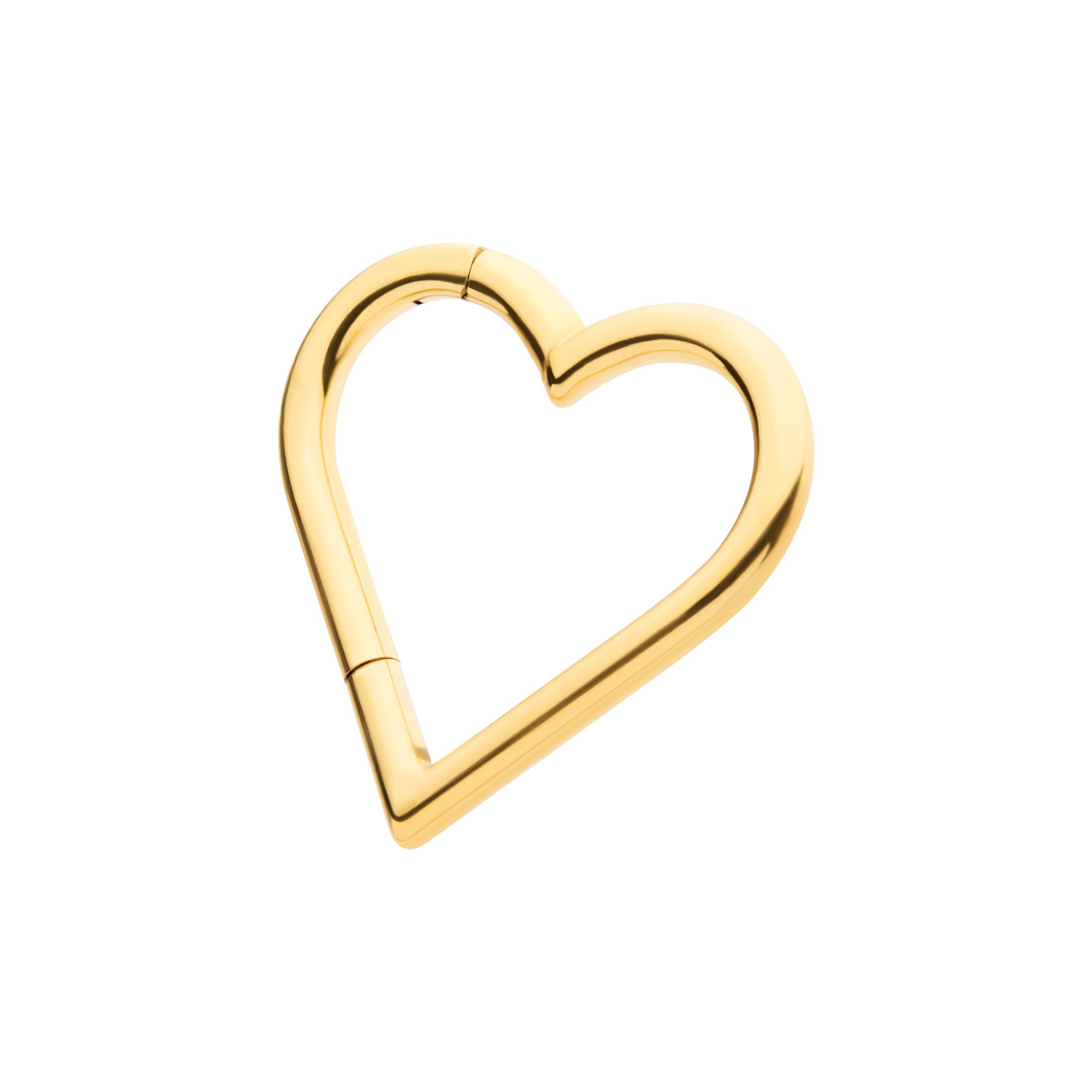 Clicker - Cartilage | Septum 24Kt Gold PVD Titanium Heart Shape Hinged Segment Clicker Ring -Rebel Bod-RebelBod