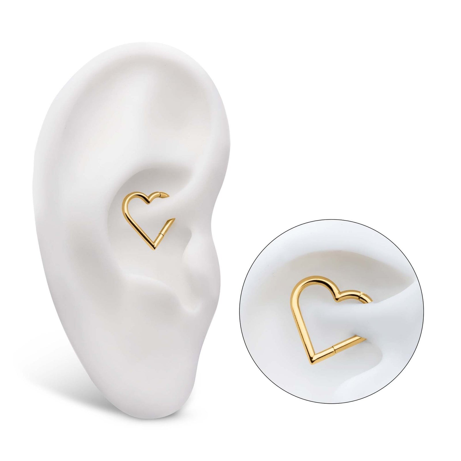 Clicker - Cartilage | Septum 24Kt Gold PVD Titanium Heart Shape Hinged Segment Clicker Ring -Rebel Bod-RebelBod