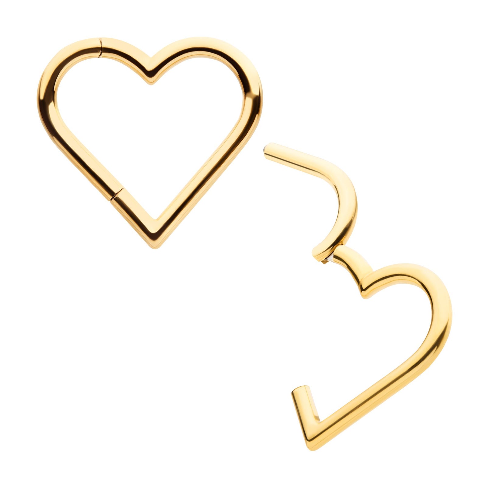 Clicker - Cartilage | Septum 24Kt Gold PVD Titanium Heart Shape Hinged Segment Clicker Ring -Rebel Bod-RebelBod