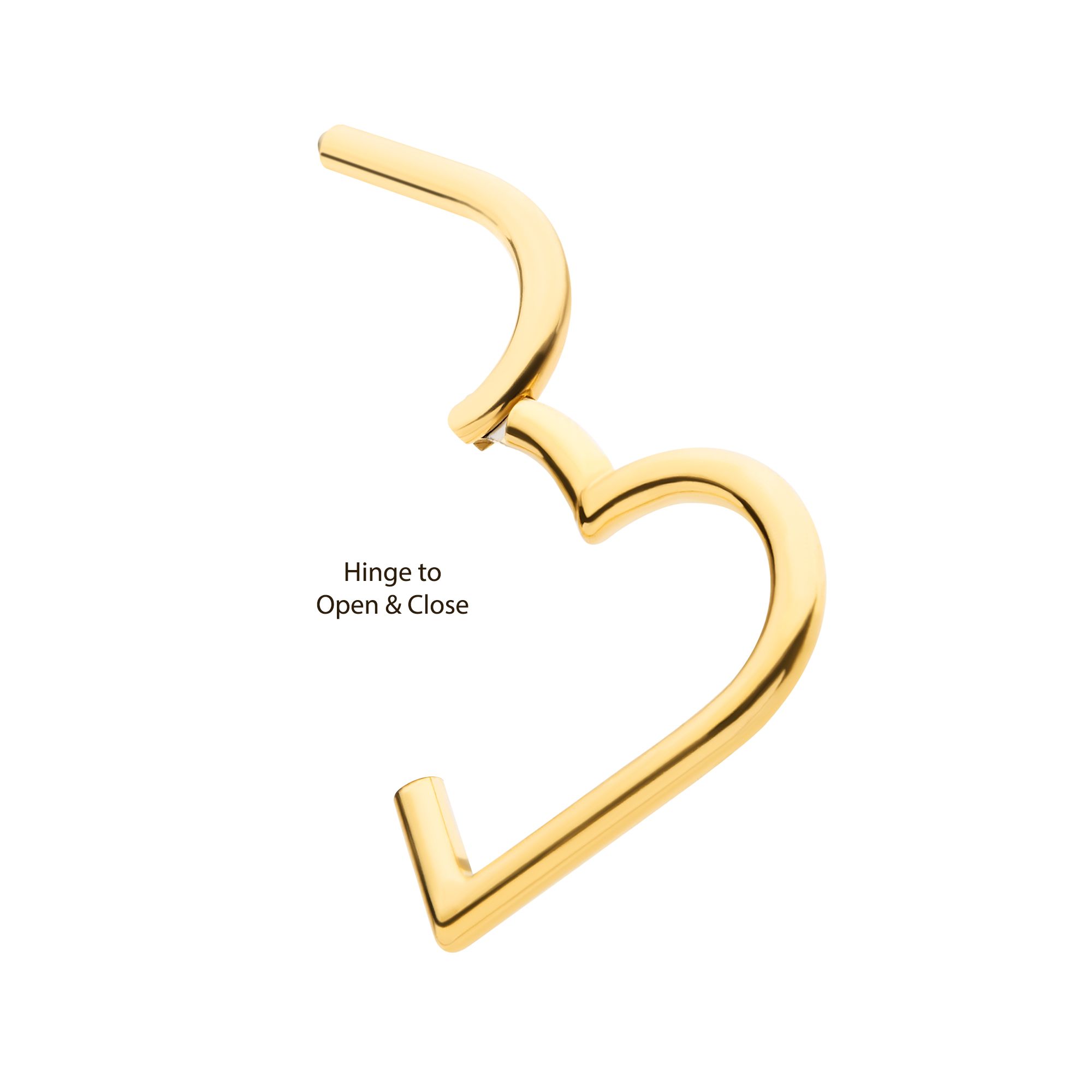 Clicker - Cartilage | Septum 24Kt Gold PVD Titanium Heart Shape Hinged Segment Clicker Ring -Rebel Bod-RebelBod
