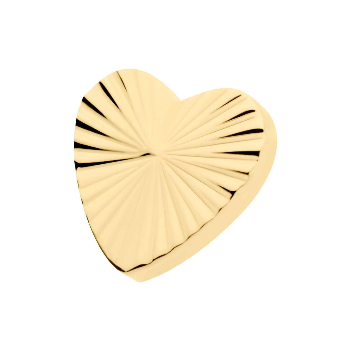 Body Jewelry Parts 24Kt Gold PVD Titanium Internally Threaded Corrugated Heart Top -Rebel Bod-RebelBod
