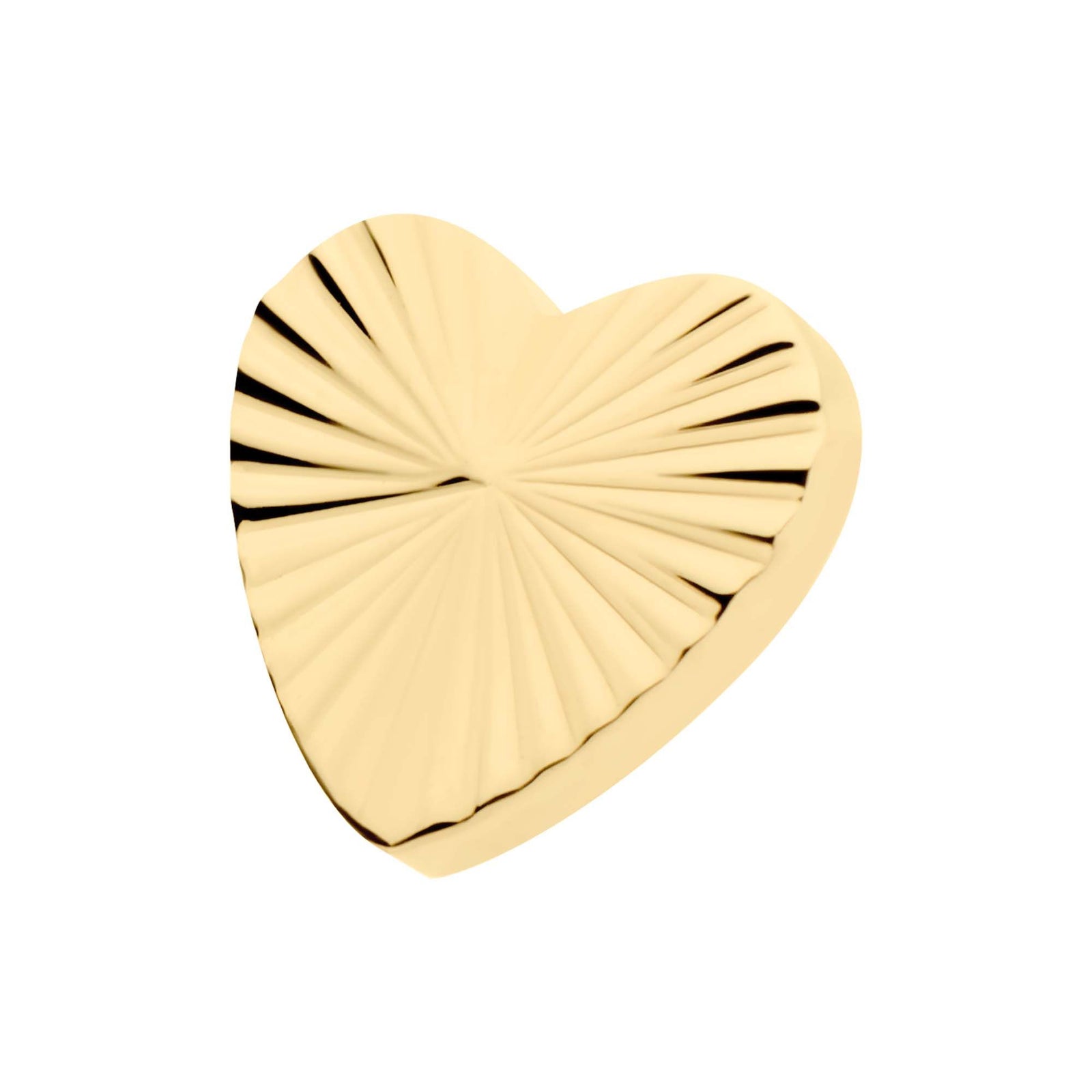 Body Jewelry Parts 24Kt Gold PVD Titanium Internally Threaded Corrugated Heart Top -Rebel Bod-RebelBod