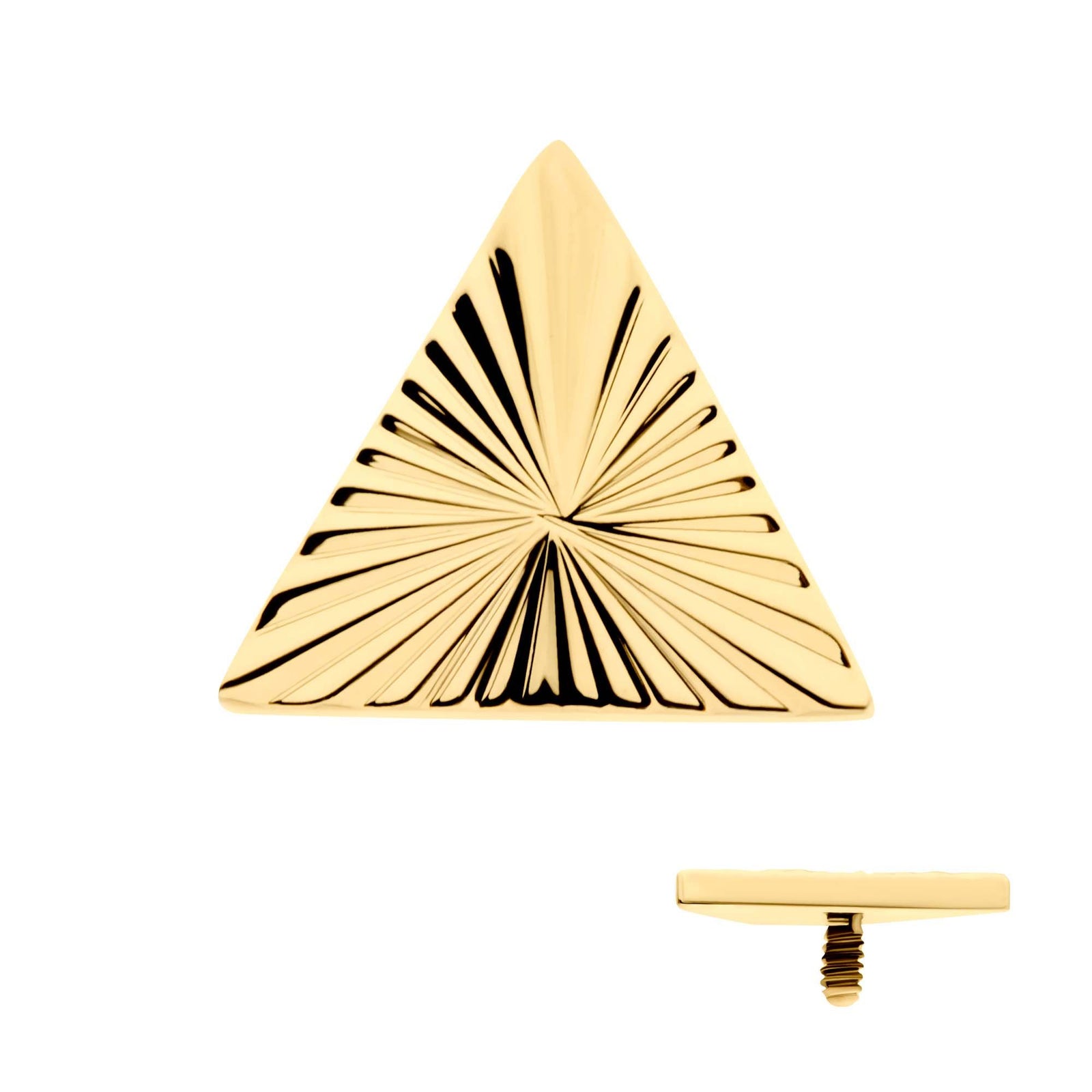 Body Jewelry Parts 24Kt Gold PVD Titanium Internally Threaded Corrugated Triangle Top -Rebel Bod-RebelBod