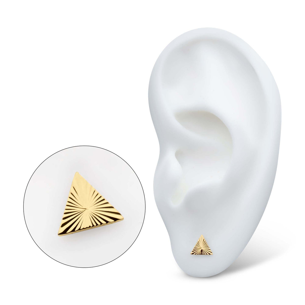 Body Jewelry Parts 24Kt Gold PVD Titanium Internally Threaded Corrugated Triangle Top -Rebel Bod-RebelBod