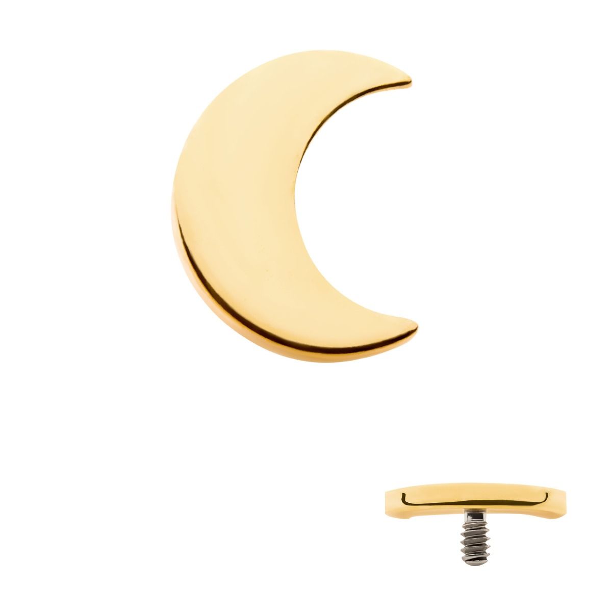 Body Jewelry Parts 24Kt Gold PVD Titanium Internally Threaded Crescent Moon Top 1.6mm Crest -Rebel Bod-RebelBod