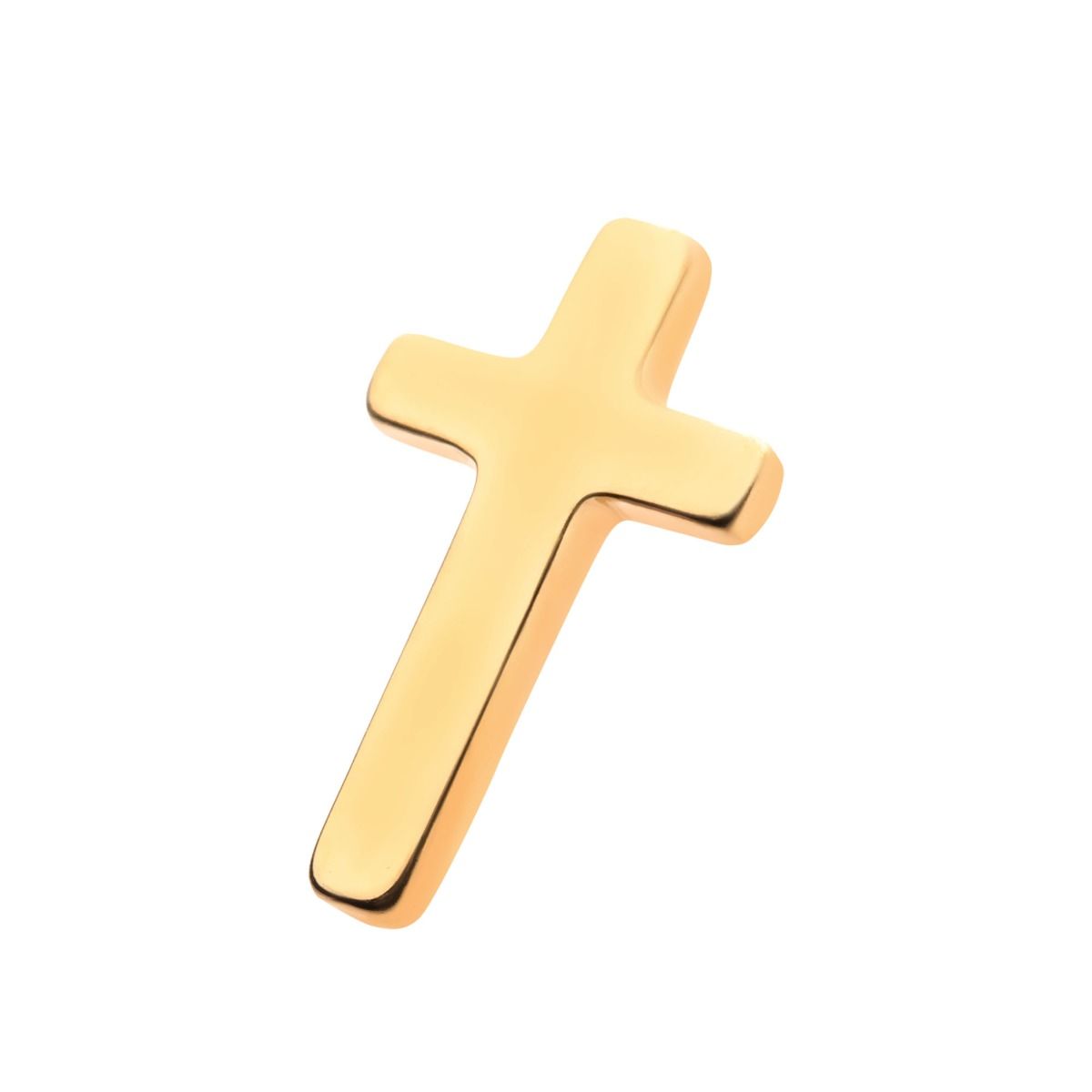 Body Jewelry Parts 24KT Gold PVD Titanium Internally Threaded Cross Top -Rebel Bod-RebelBod