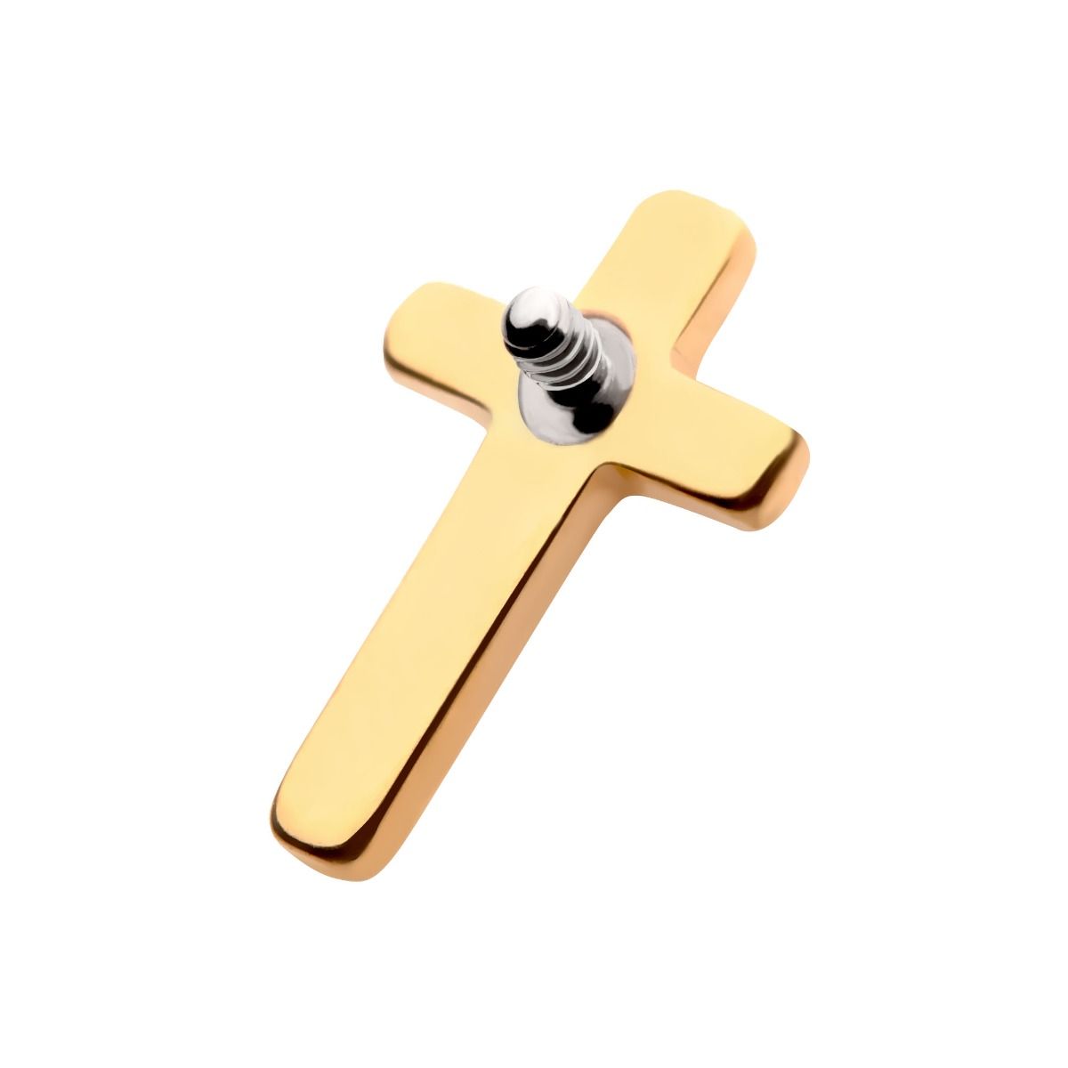 Body Jewelry Parts 24KT Gold PVD Titanium Internally Threaded Cross Top -Rebel Bod-RebelBod
