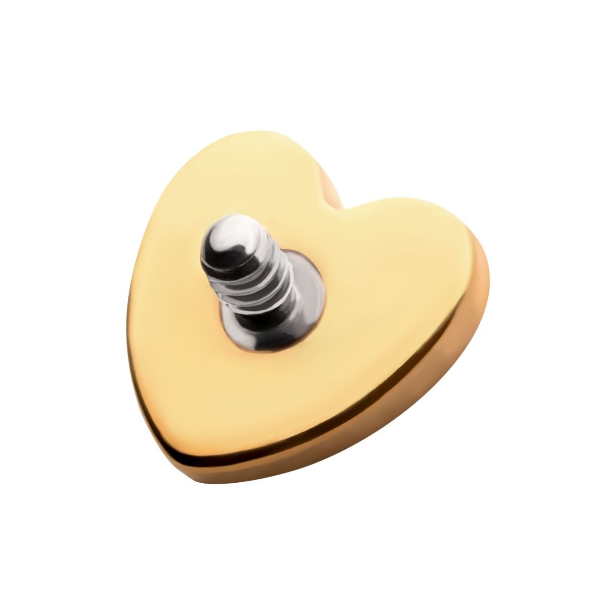 Body Jewelry Parts 24KT Gold PVD Titanium Internally Threaded Heart Top -Rebel Bod-RebelBod