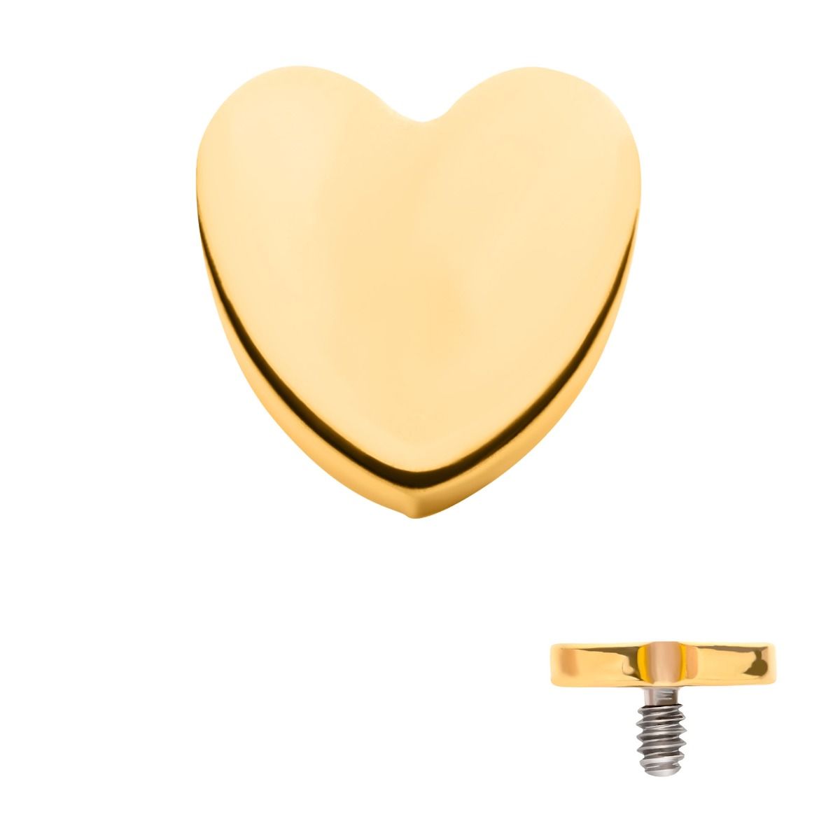 Body Jewelry Parts 24KT Gold PVD Titanium Internally Threaded Heart Top -Rebel Bod-RebelBod