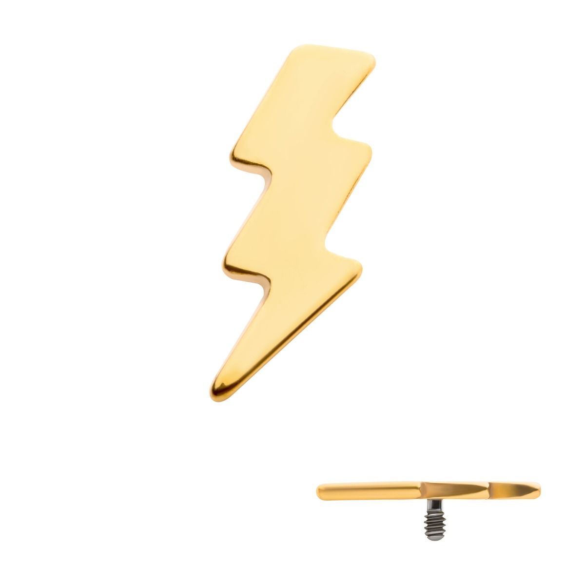 Body Jewelry Parts 24KT Gold PVD Titanium Internally Threaded Lightning Bolt Top -Rebel Bod-RebelBod