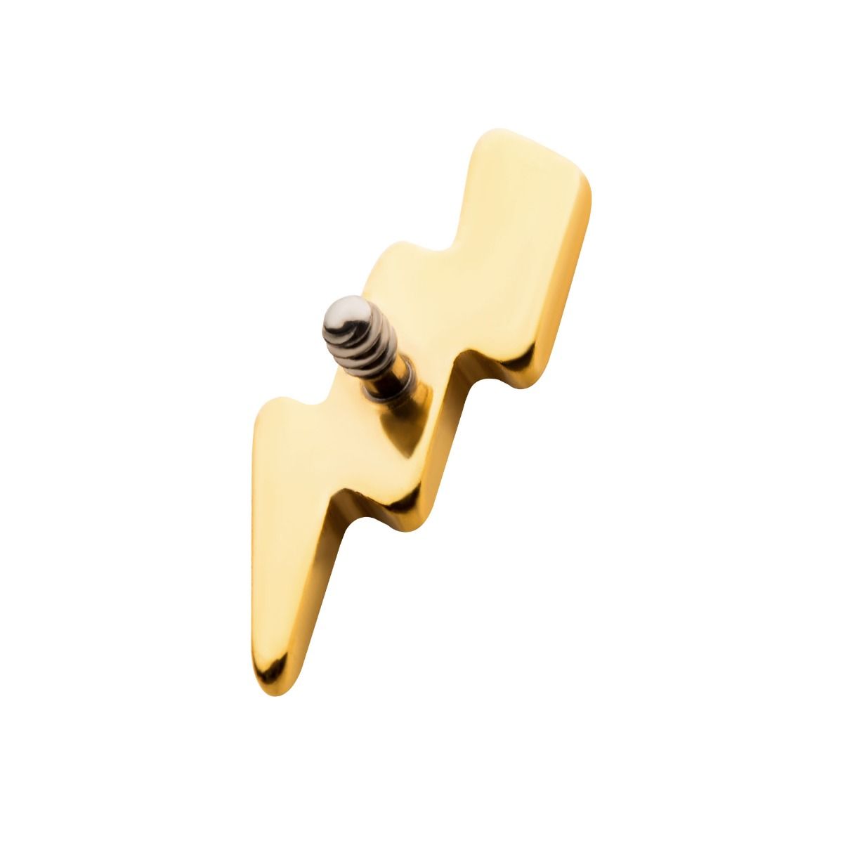 Body Jewelry Parts 24KT Gold PVD Titanium Internally Threaded Lightning Bolt Top -Rebel Bod-RebelBod