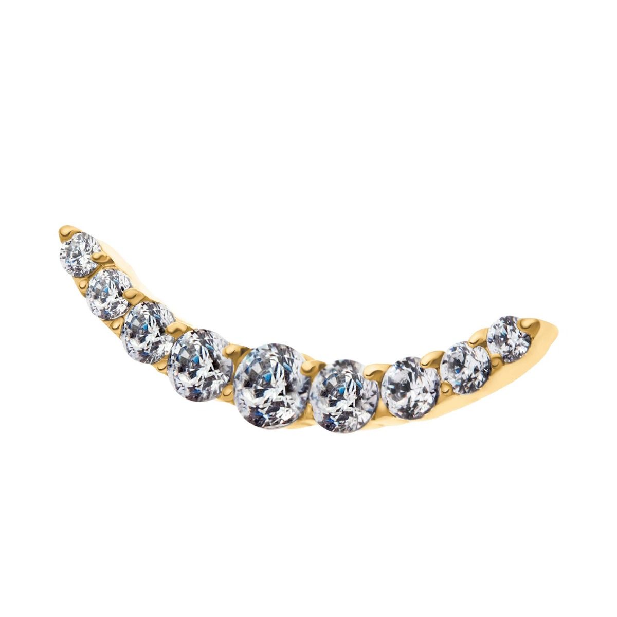 Body Jewelry Parts 24Kt Gold PVD Titanium Internally Threaded Prong Set Round CZ 9-Cluster Top -Rebel Bod-RebelBod