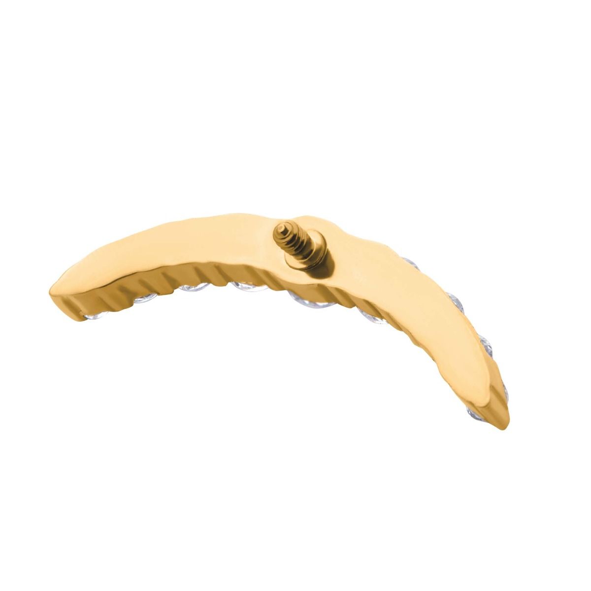 Body Jewelry Parts 24Kt Gold PVD Titanium Internally Threaded Prong Set Round CZ 9-Cluster Top -Rebel Bod-RebelBod