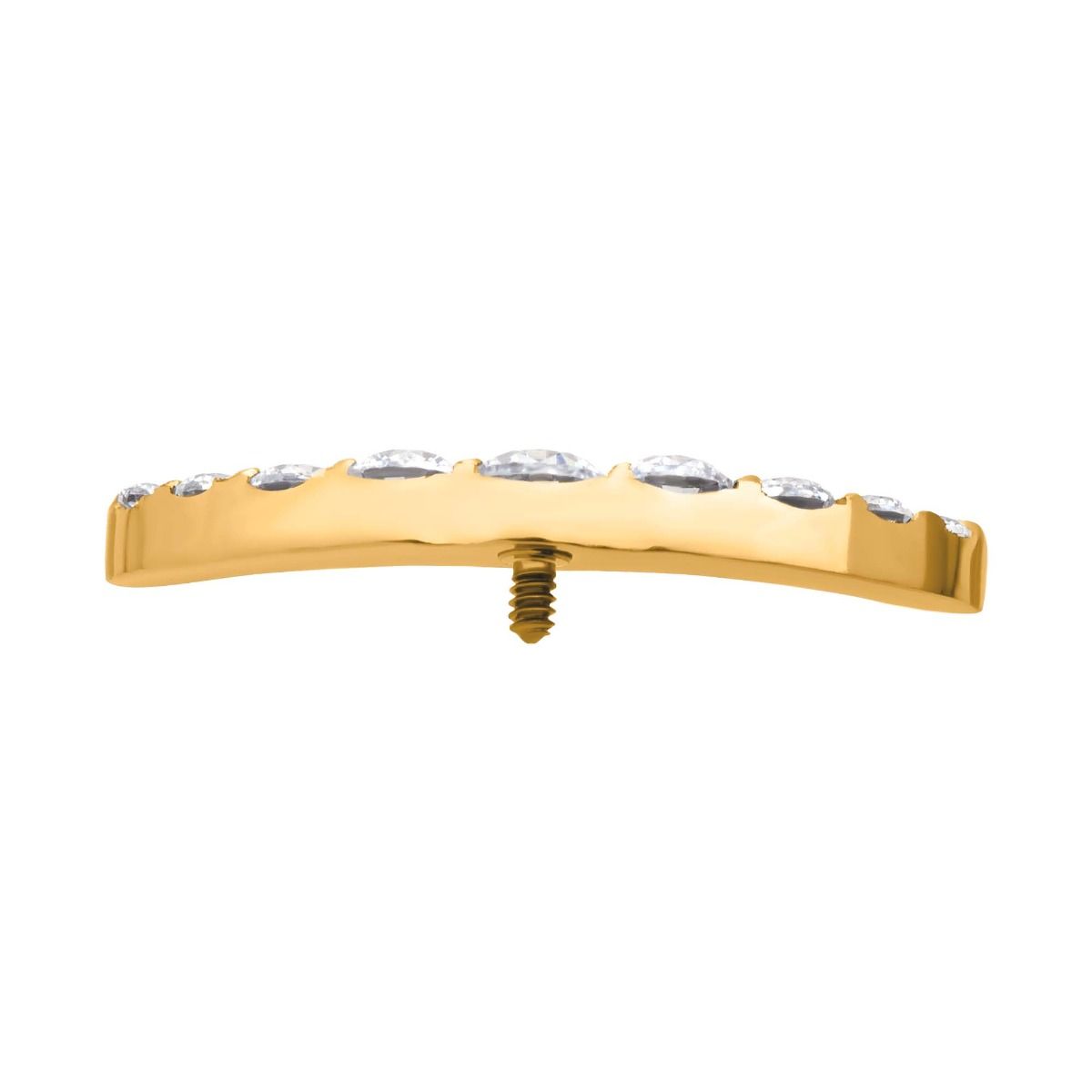 Body Jewelry Parts 24Kt Gold PVD Titanium Internally Threaded Prong Set Round CZ 9-Cluster Top -Rebel Bod-RebelBod