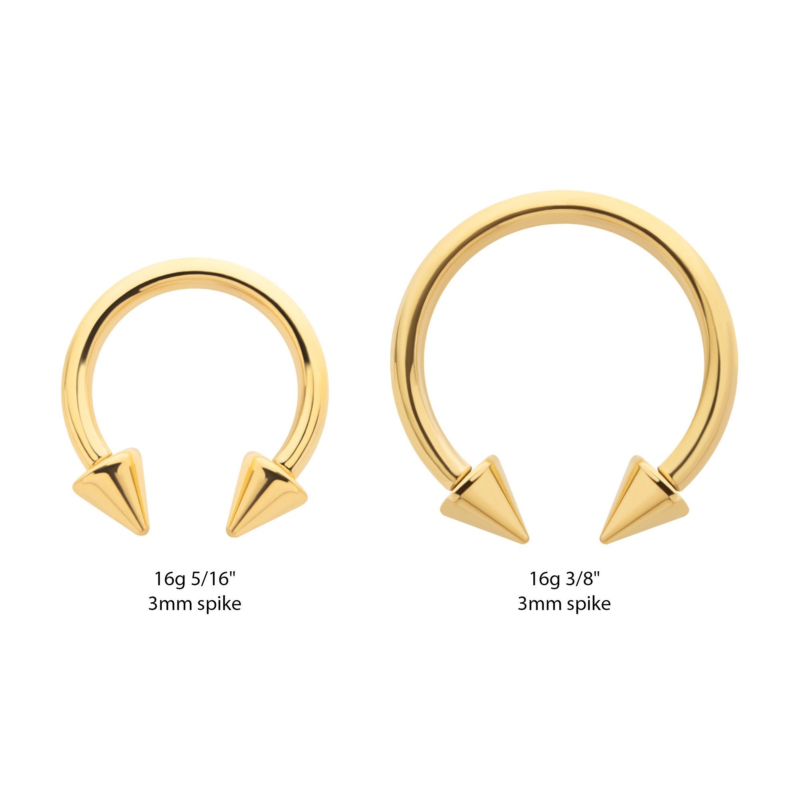 CIRCULAR BARBELL | HORSESHOE 24Kt Gold PVD Titanium Internally Threaded Spike Ends Circular Barbell - 1 Piece -Rebel Bod-RebelBod