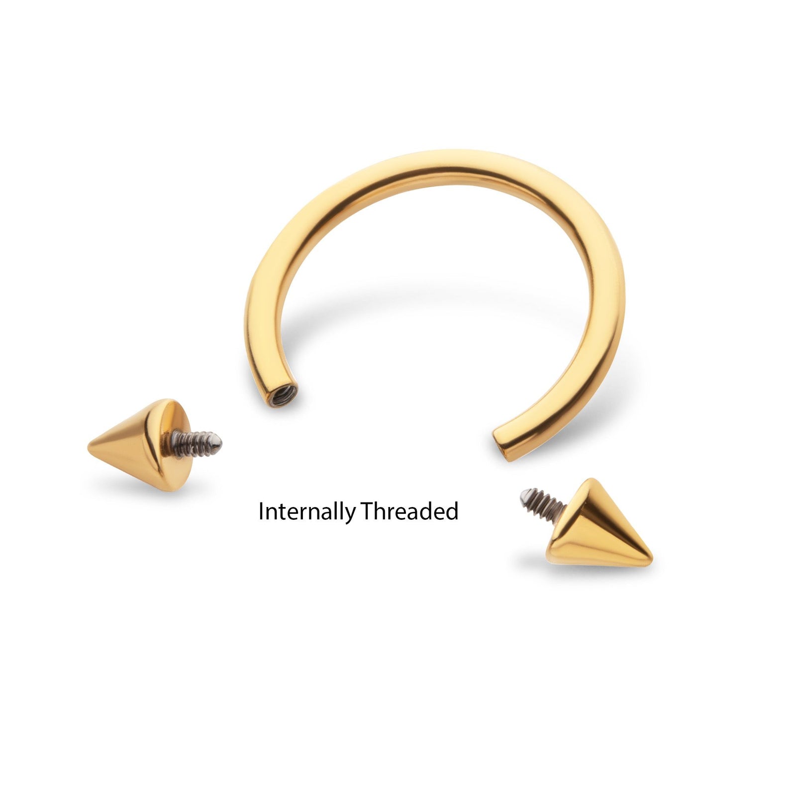 CIRCULAR BARBELL | HORSESHOE 24Kt Gold PVD Titanium Internally Threaded Spike Ends Circular Barbell - 1 Piece -Rebel Bod-RebelBod