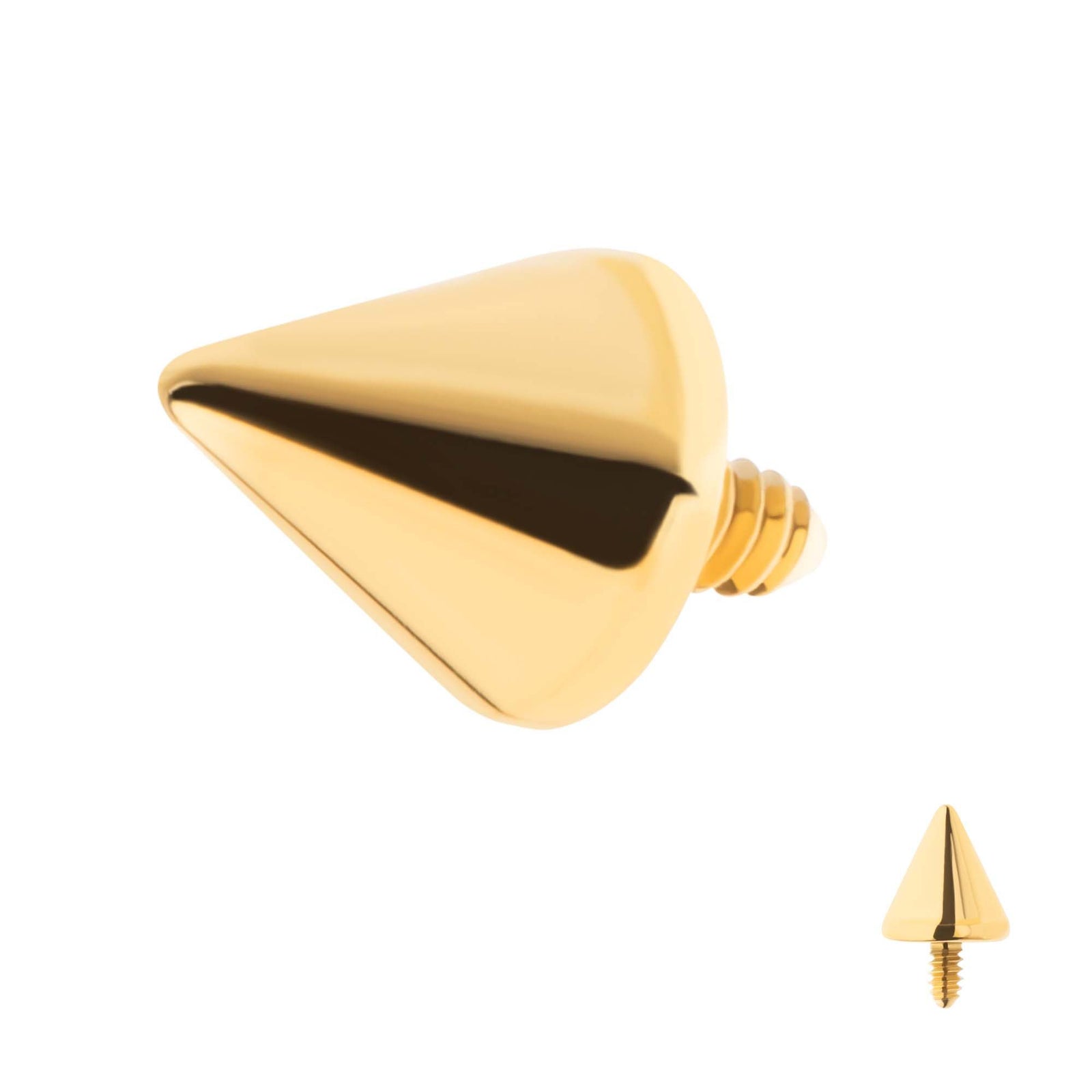 Body Jewelry Parts 24Kt Gold PVD Titanium Internally Threaded Spike Top -Rebel Bod-RebelBod