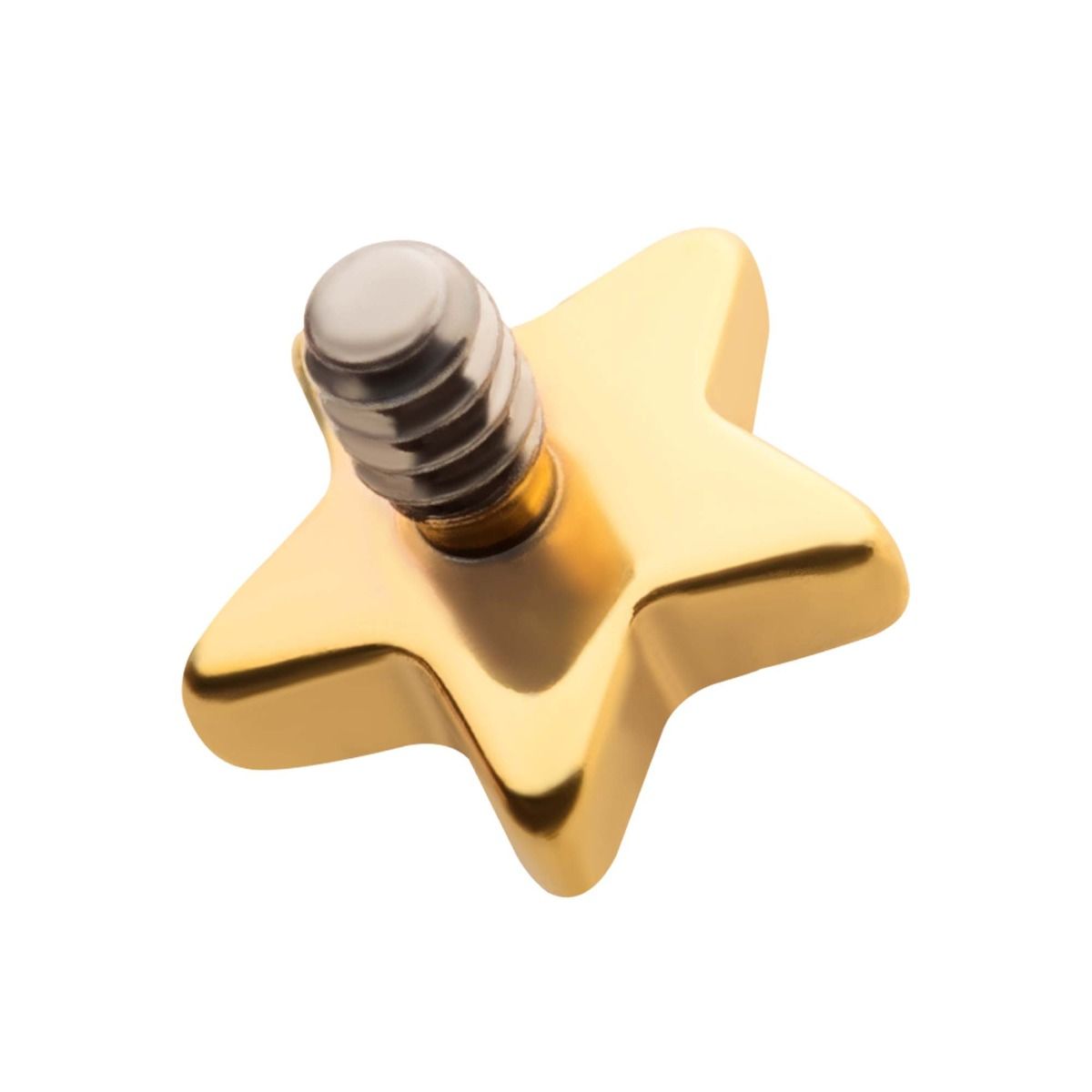 Body Jewelry Parts 24KT Gold PVD Titanium Internally Threaded Star Top -Rebel Bod-RebelBod