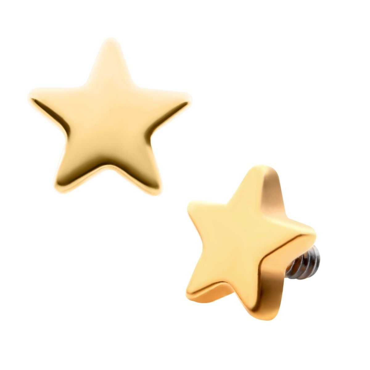 Body Jewelry Parts 24KT Gold PVD Titanium Internally Threaded Star Top -Rebel Bod-RebelBod