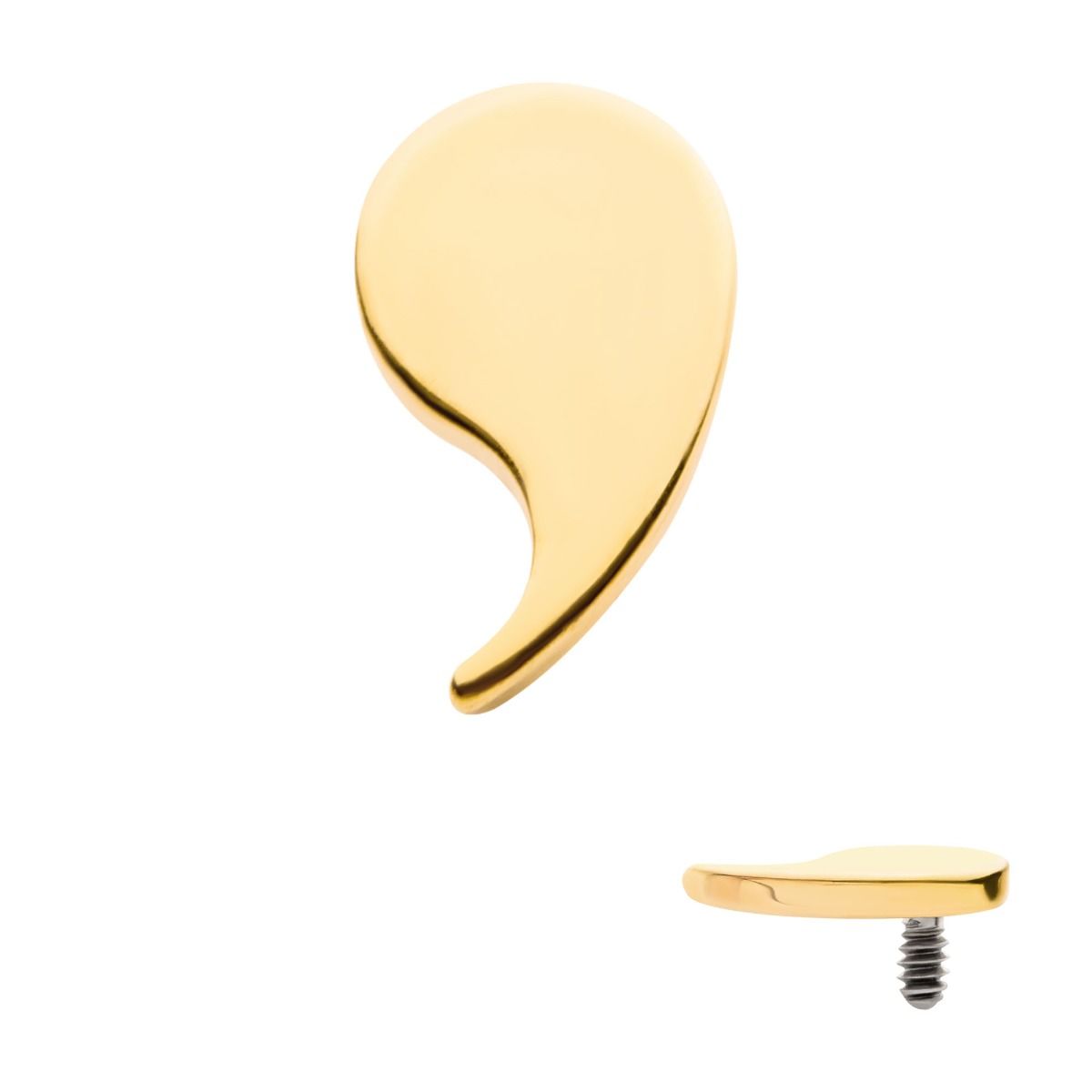 Body Jewelry Parts 24KT Gold PVD Titanium Internally Threaded Teardrop Top -Rebel Bod-RebelBod