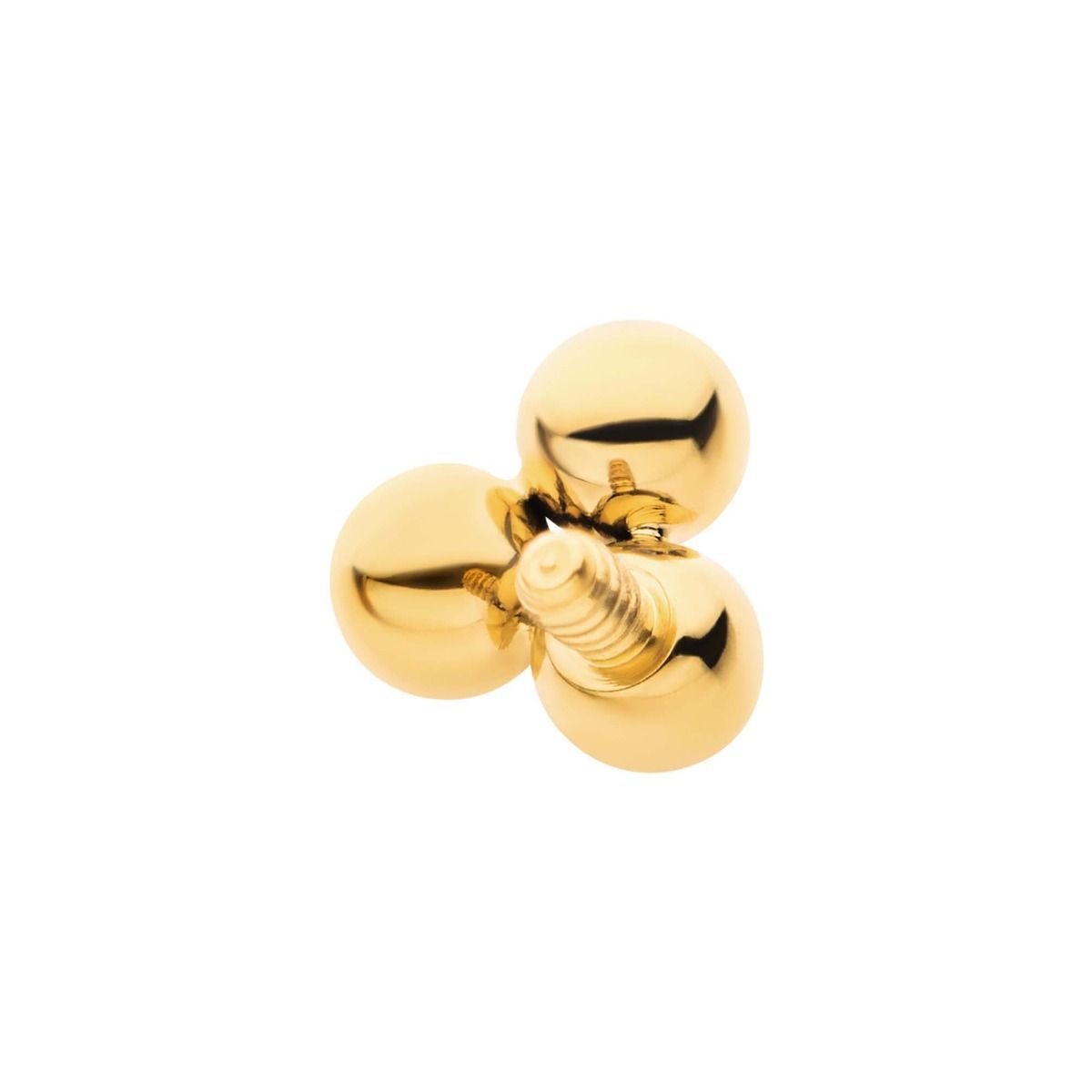 Body Jewelry Parts 24Kt Gold PVD Titanium Internally Threaded Trinity Ball Top -Rebel Bod-RebelBod