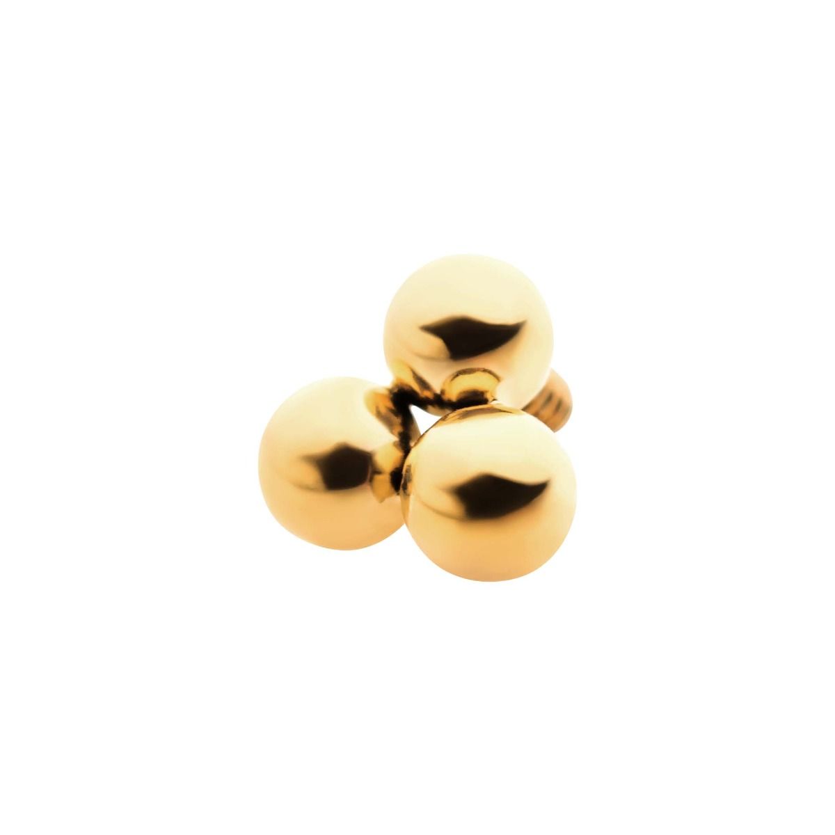 Body Jewelry Parts 24Kt Gold PVD Titanium Internally Threaded Trinity Ball Top -Rebel Bod-RebelBod