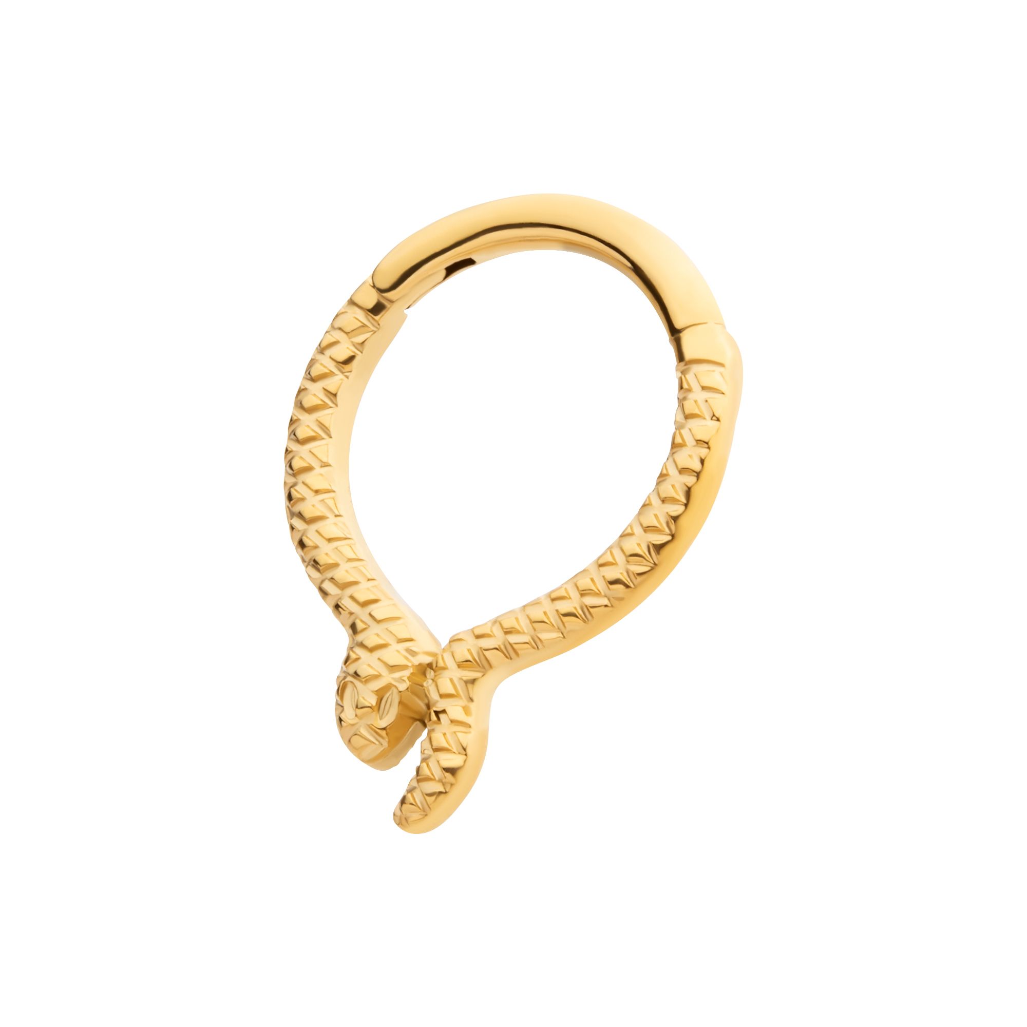 Clicker - Cartilage | Septum 24Kt Gold PVD Titanium Snake Front Facing Hinged Segment Clicker Ring -Rebel Bod-RebelBod