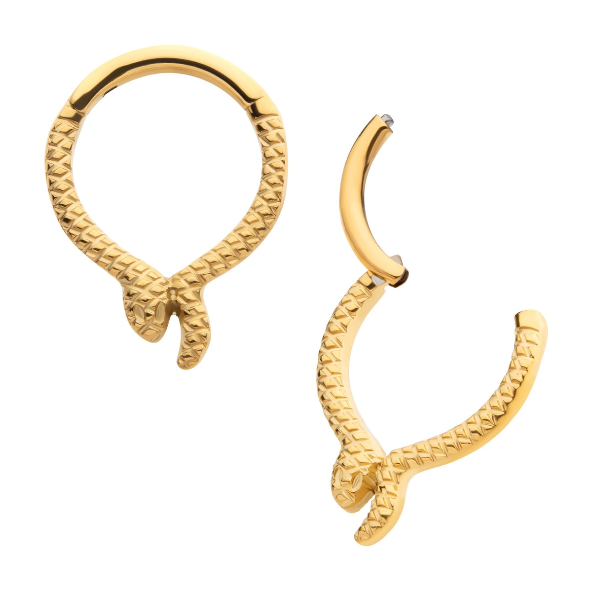 Clicker - Cartilage | Septum 24Kt Gold PVD Titanium Snake Front Facing Hinged Segment Clicker Ring -Rebel Bod-RebelBod