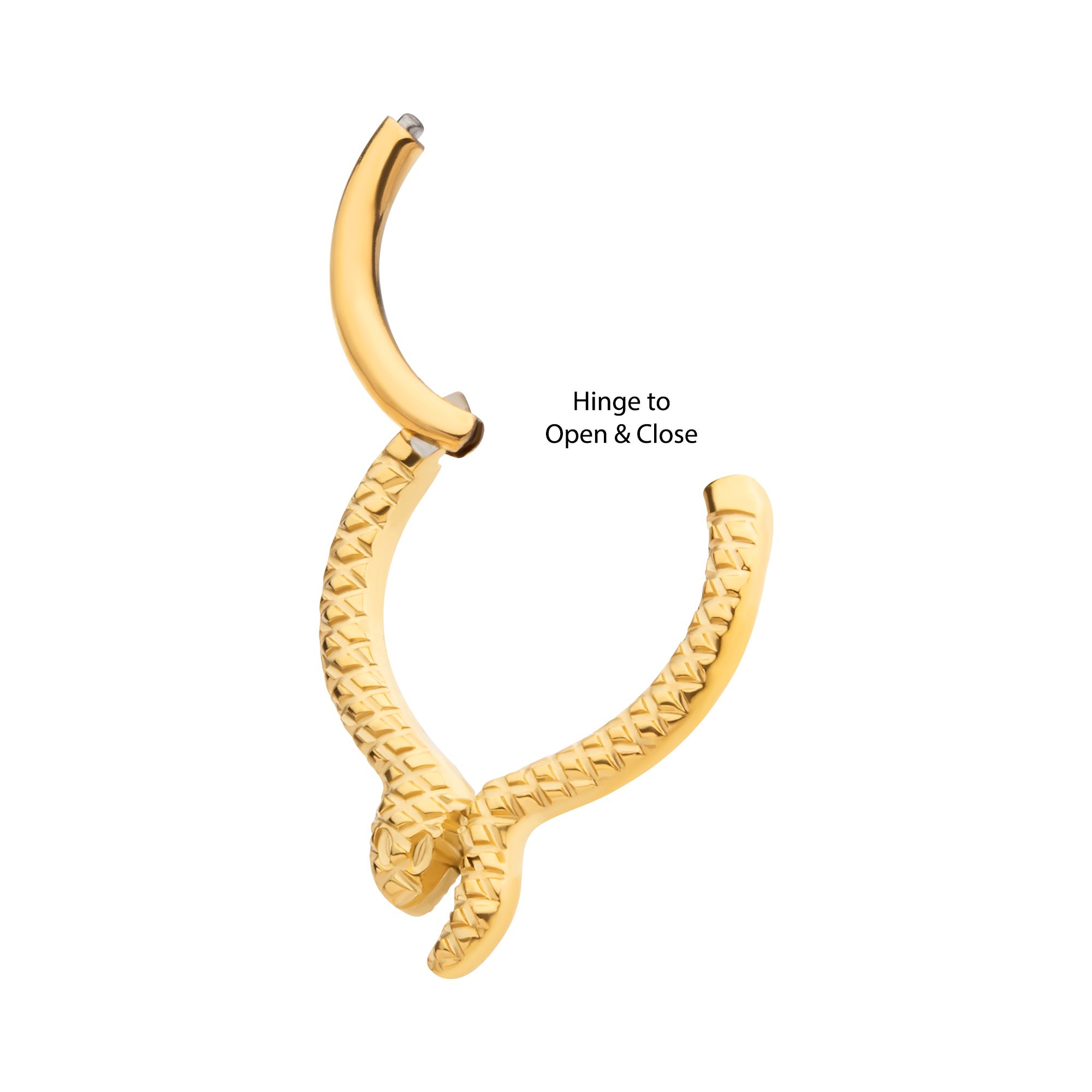 Clicker - Cartilage | Septum 24Kt Gold PVD Titanium Snake Front Facing Hinged Segment Clicker Ring -Rebel Bod-RebelBod