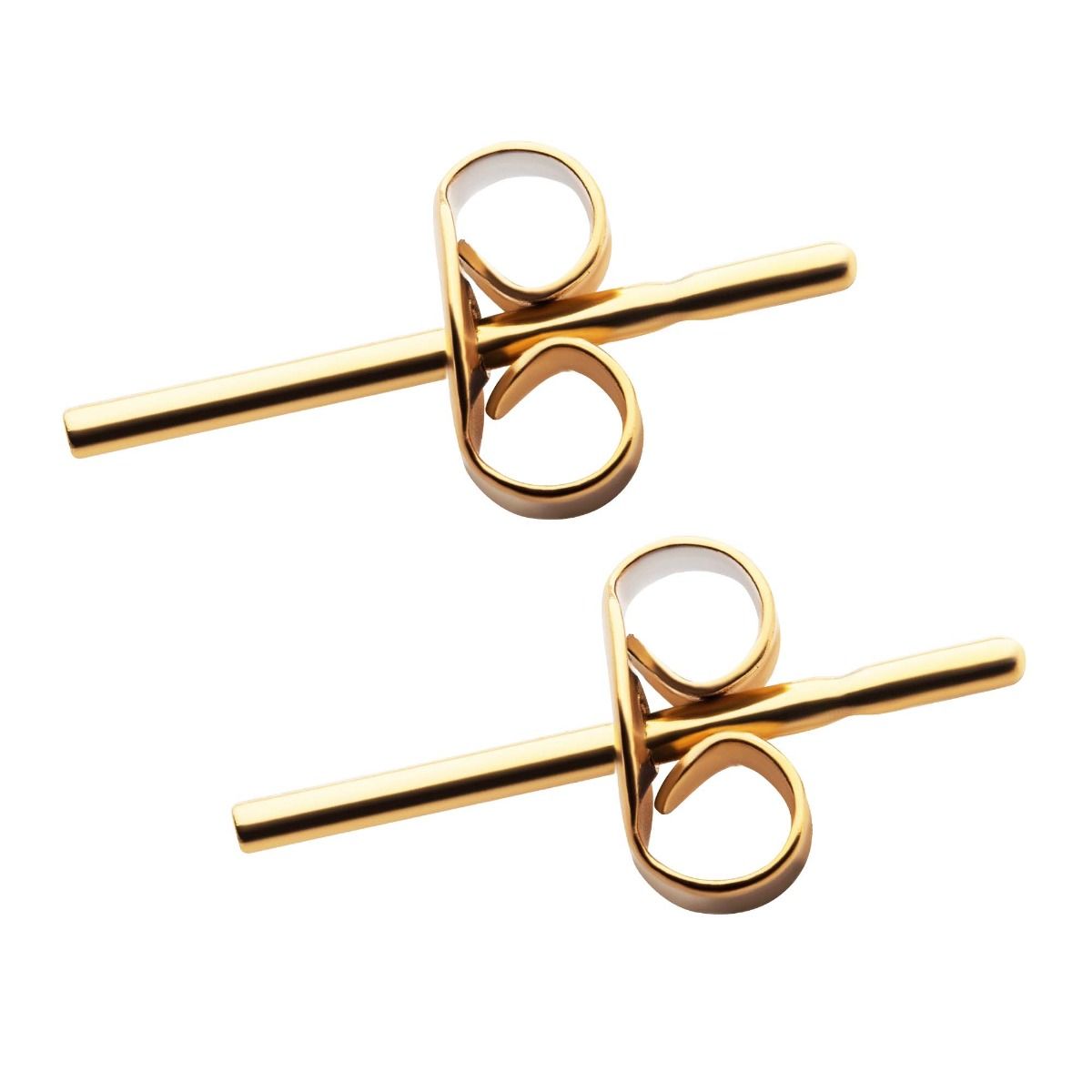 Body Jewelry Parts 24KT Gold PVD Titanium Threadless Butterfly Ear Post Earring Post- 1 Pair -Rebel Bod-RebelBod