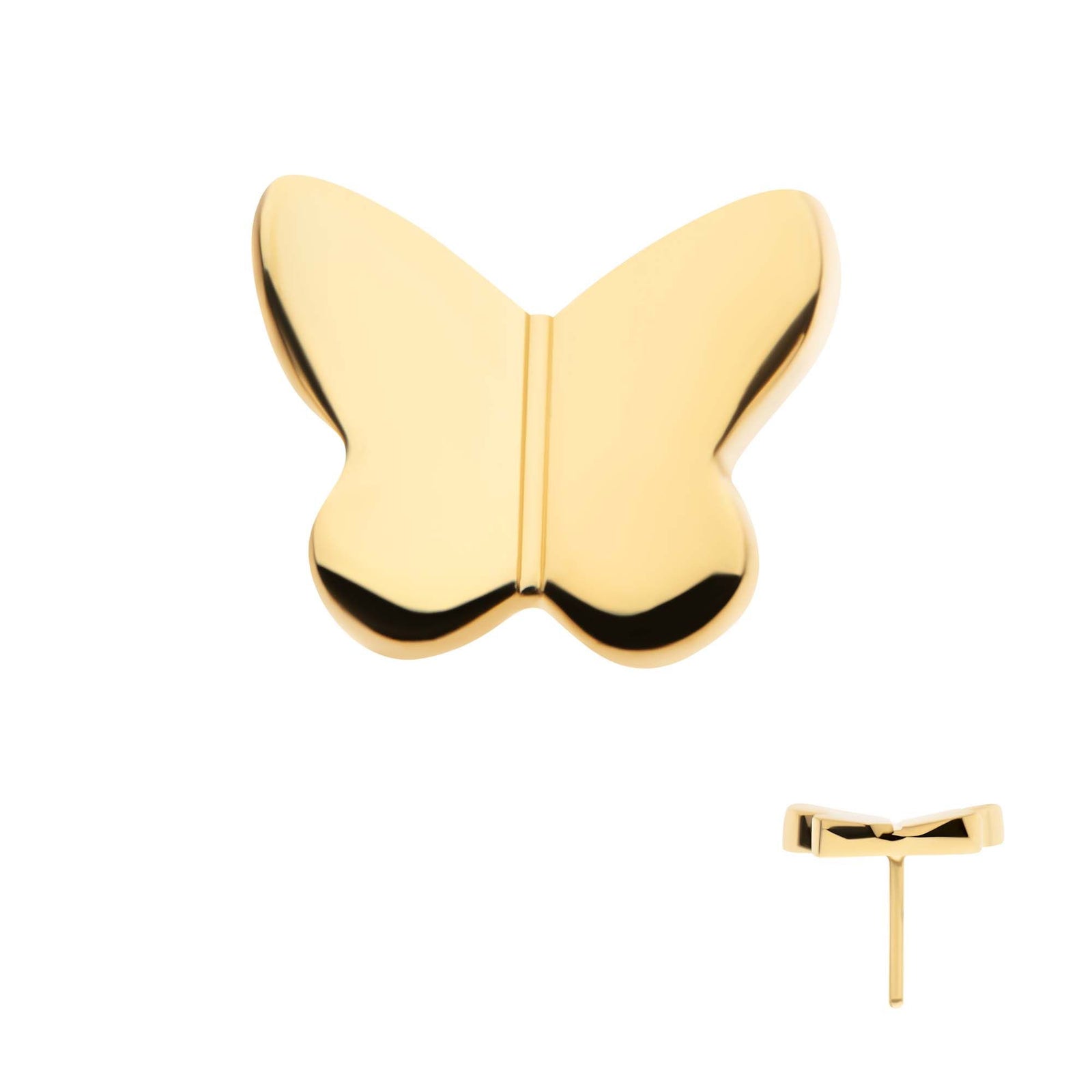 Body Jewelry Parts 24Kt Gold PVD Titanium Threadless Butterfly Top -Rebel Bod-RebelBod