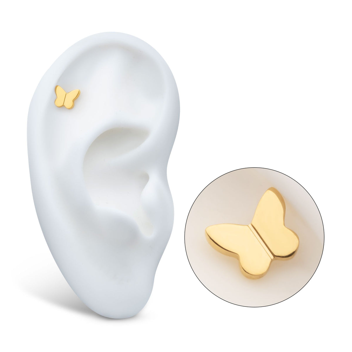 Body Jewelry Parts 24Kt Gold PVD Titanium Threadless Butterfly Top -Rebel Bod-RebelBod