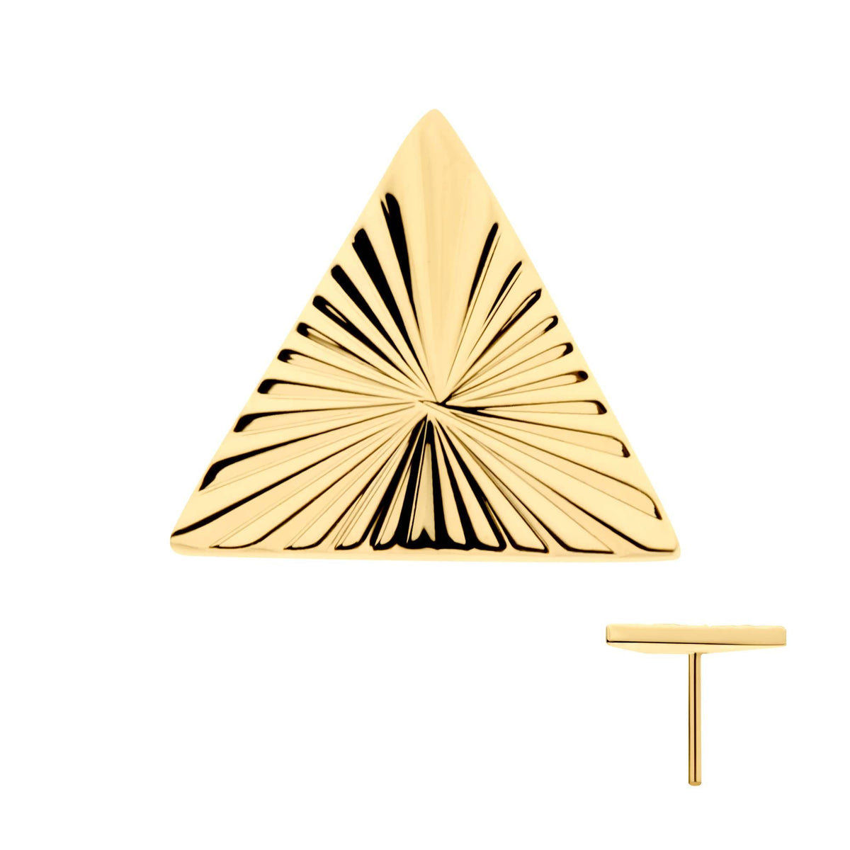 Body Jewelry Parts 24Kt Gold PVD Titanium Threadless Corrugated Triangle Top -Rebel Bod-RebelBod