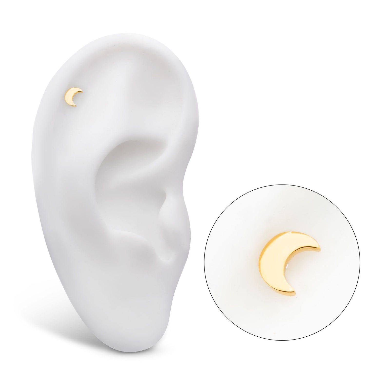 Body Jewelry Parts 24Kt Gold PVD Titanium Threadless Crescent Moon Top 2.2mm Crest -Rebel Bod-RebelBod