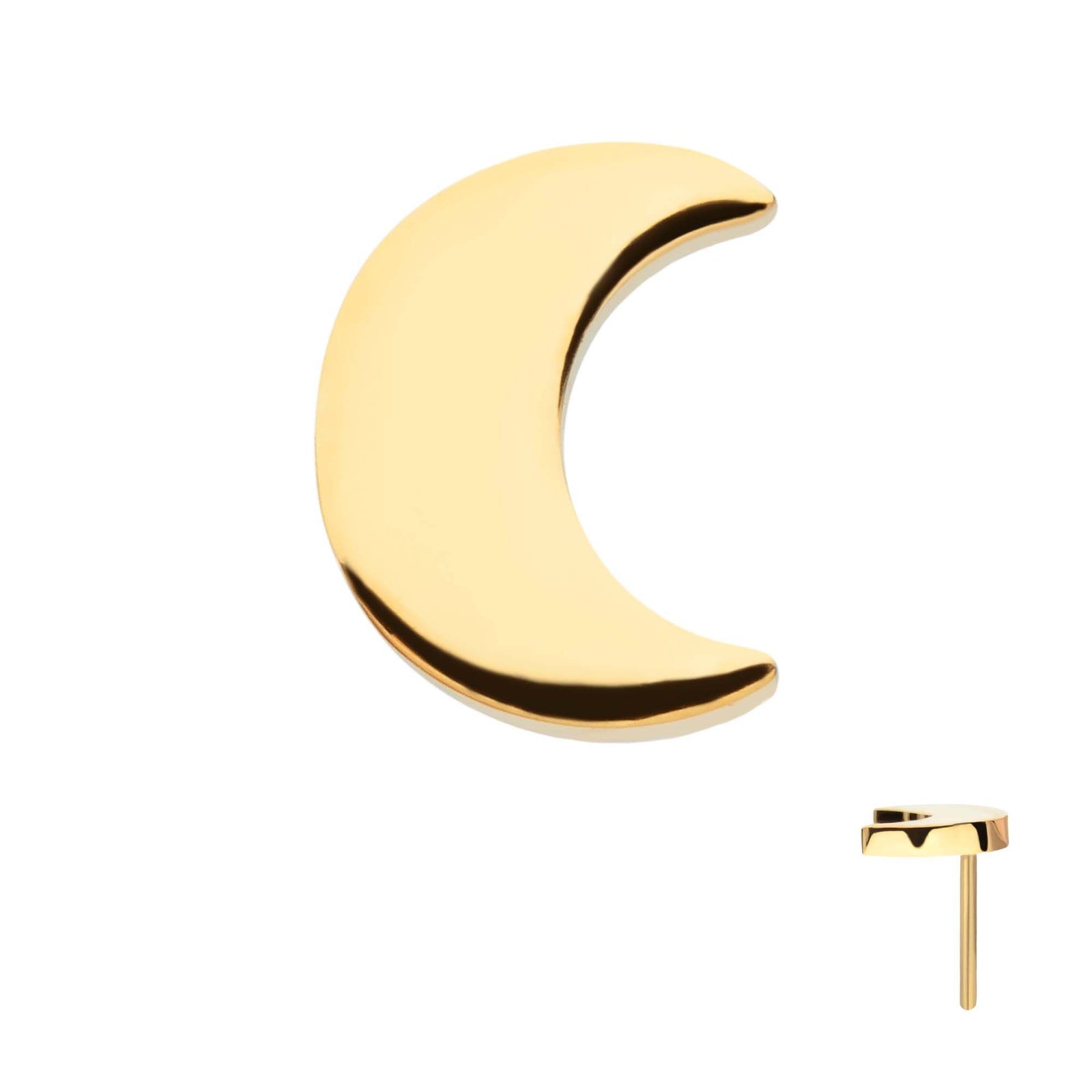 Body Jewelry Parts 24Kt Gold PVD Titanium Threadless Crescent Moon Top 2.2mm Crest -Rebel Bod-RebelBod