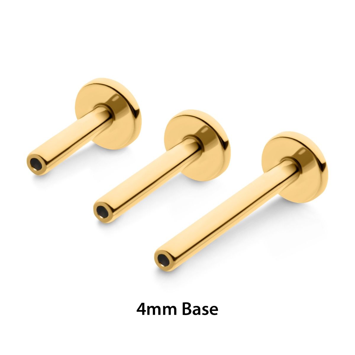 Labret Studs 24KT Gold PVD Titanium Threadless Labret 4mm Base - 1 Piece -Rebel Bod-RebelBod
