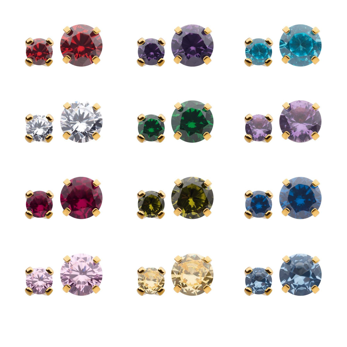 Body Jewelry Parts 24Kt Gold PVD Titanium Threadless Prong Set Birthstone Top -Rebel Bod-RebelBod