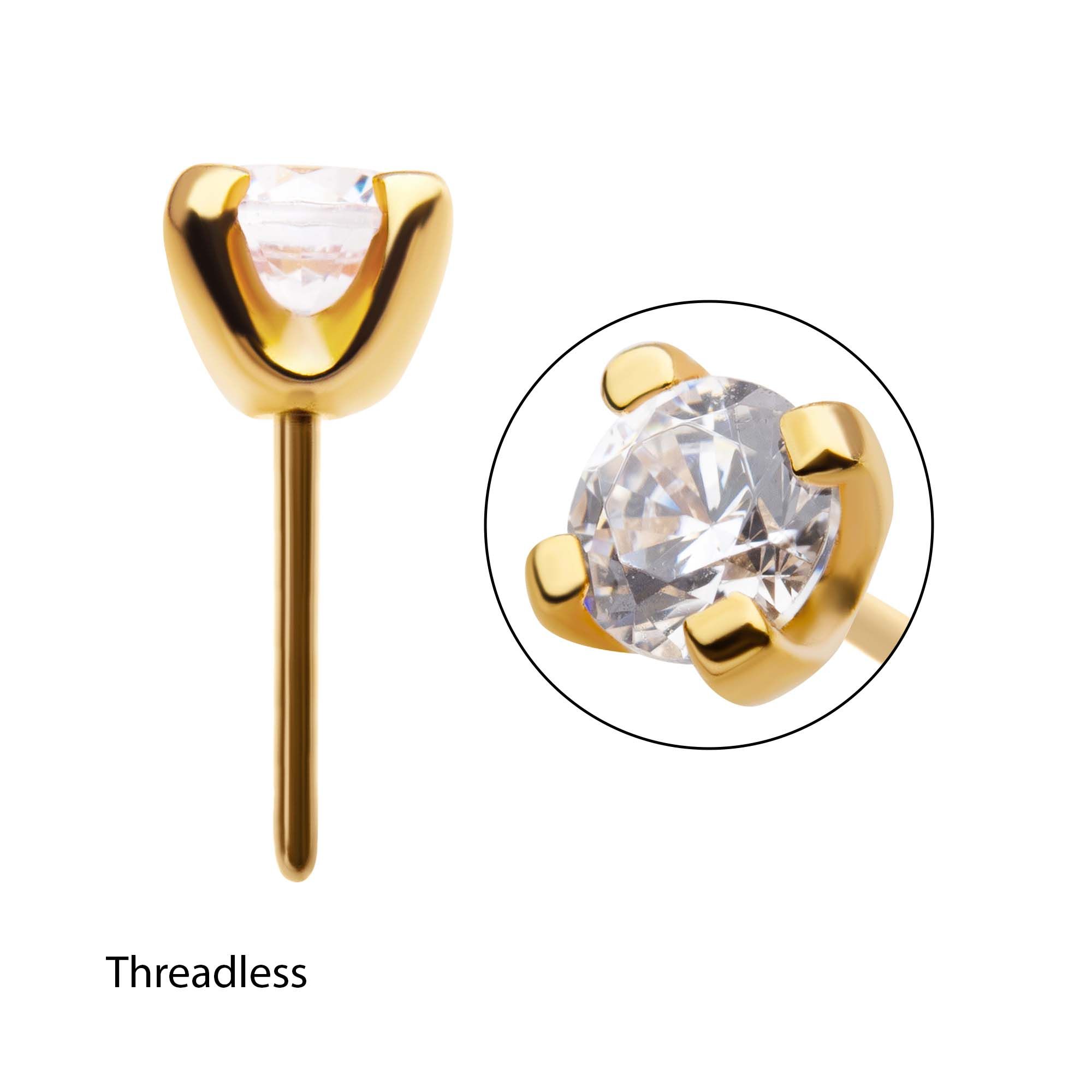 Body Jewelry Parts 24Kt Gold PVD Titanium Threadless Prong Set Birthstone Top -Rebel Bod-RebelBod