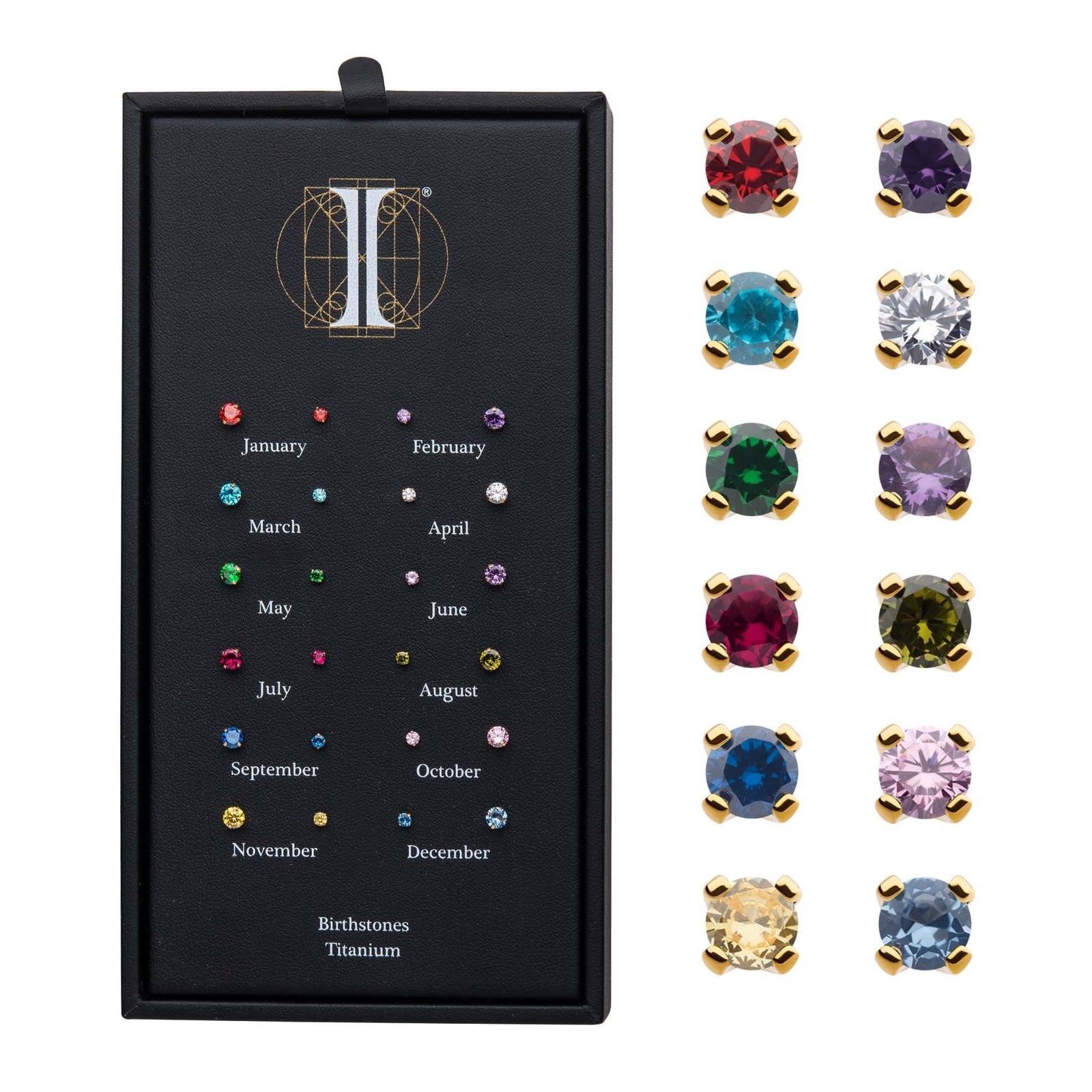 Body Jewelry Parts 24Kt Gold PVD Titanium Threadless Prong Set Birthstone Top -Rebel Bod-RebelBod