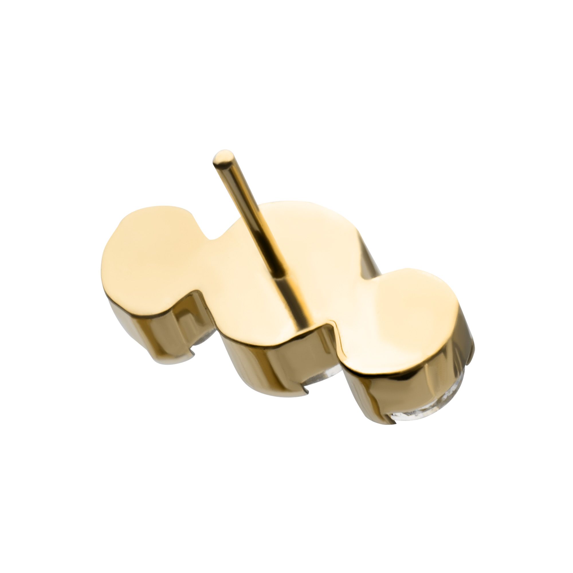 Body Jewelry Parts 24Kt Gold PVD Titanium Threadless Semi-Bezel Set Round Gem/Opal 3-Cluster Top -Rebel Bod-RebelBod