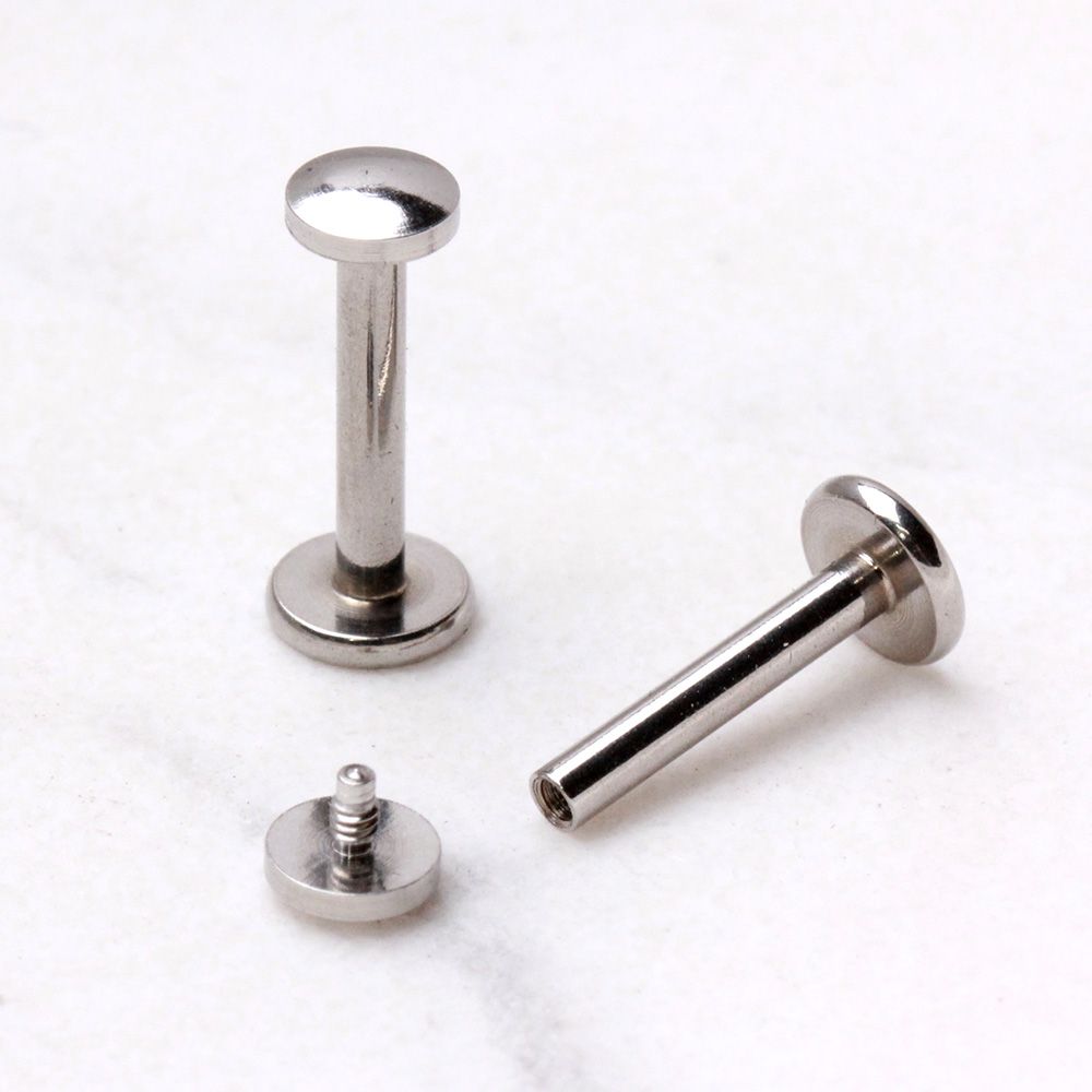 316L Internally Threaded Labret w/ Round Flat Disc - Rebel Bod