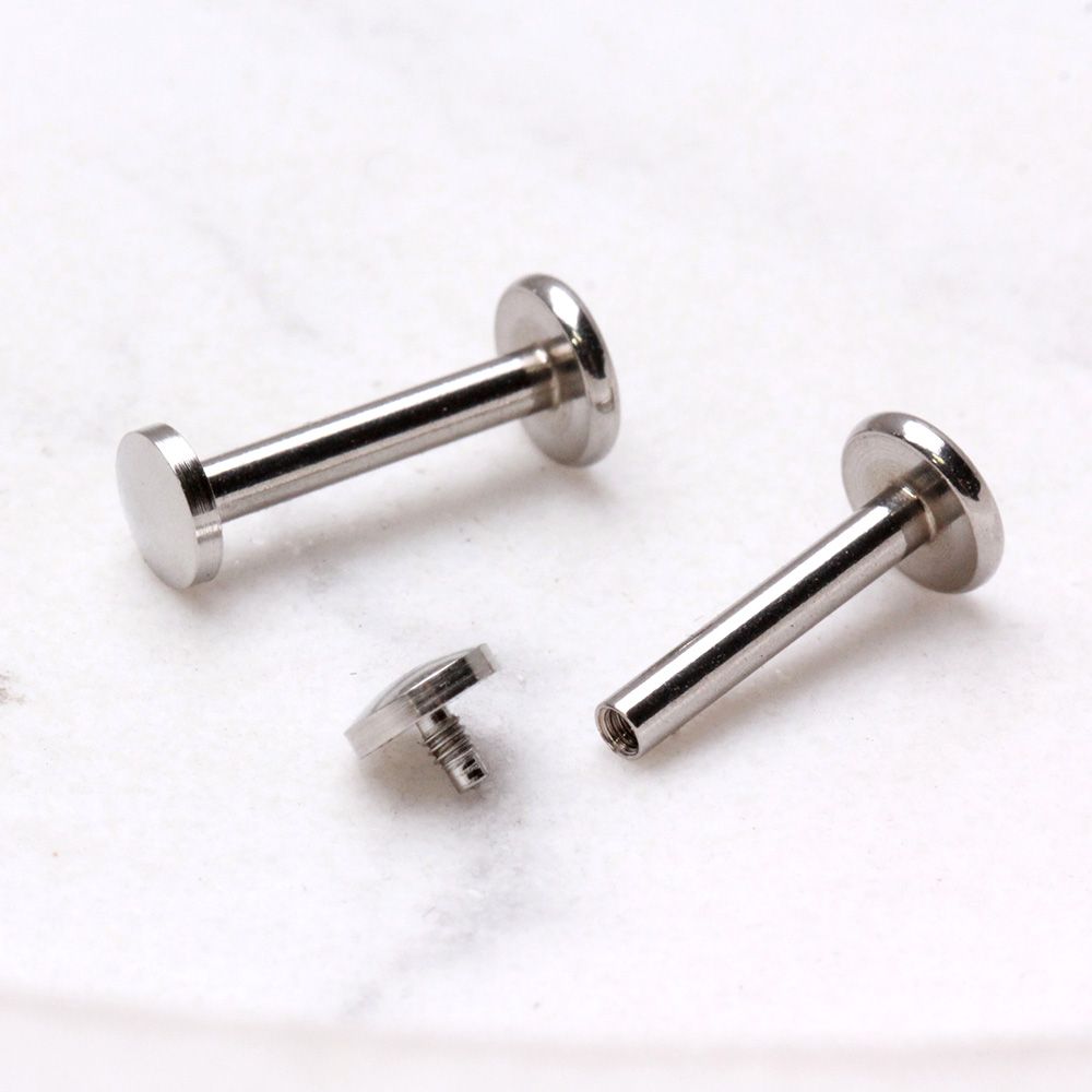 316L Internally Threaded Labret w/ Round Flat Disc - Rebel Bod
